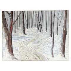 Mid-Century Modern Art Frank Mahnke 1976 in Winter Acrylic Coating