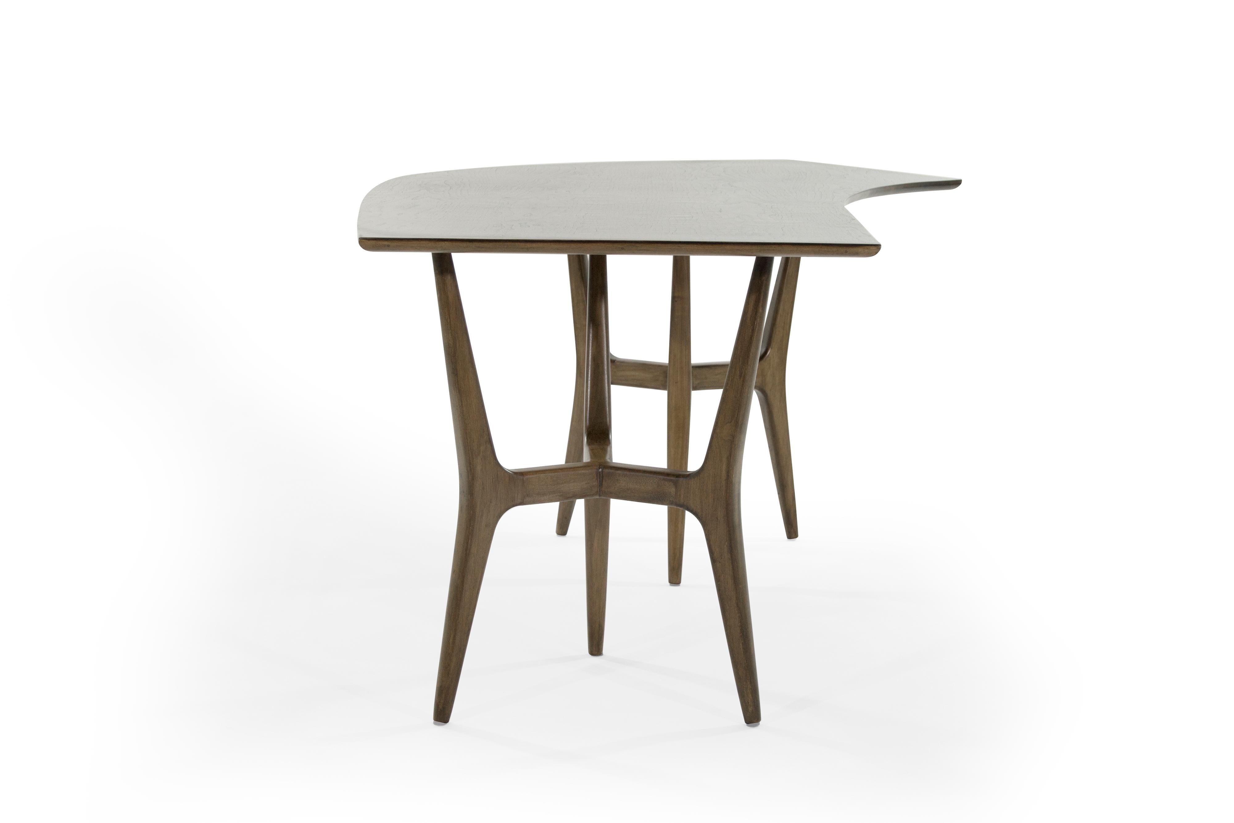 Italian Midcentury Modern Asymmetrical Walnut Desk