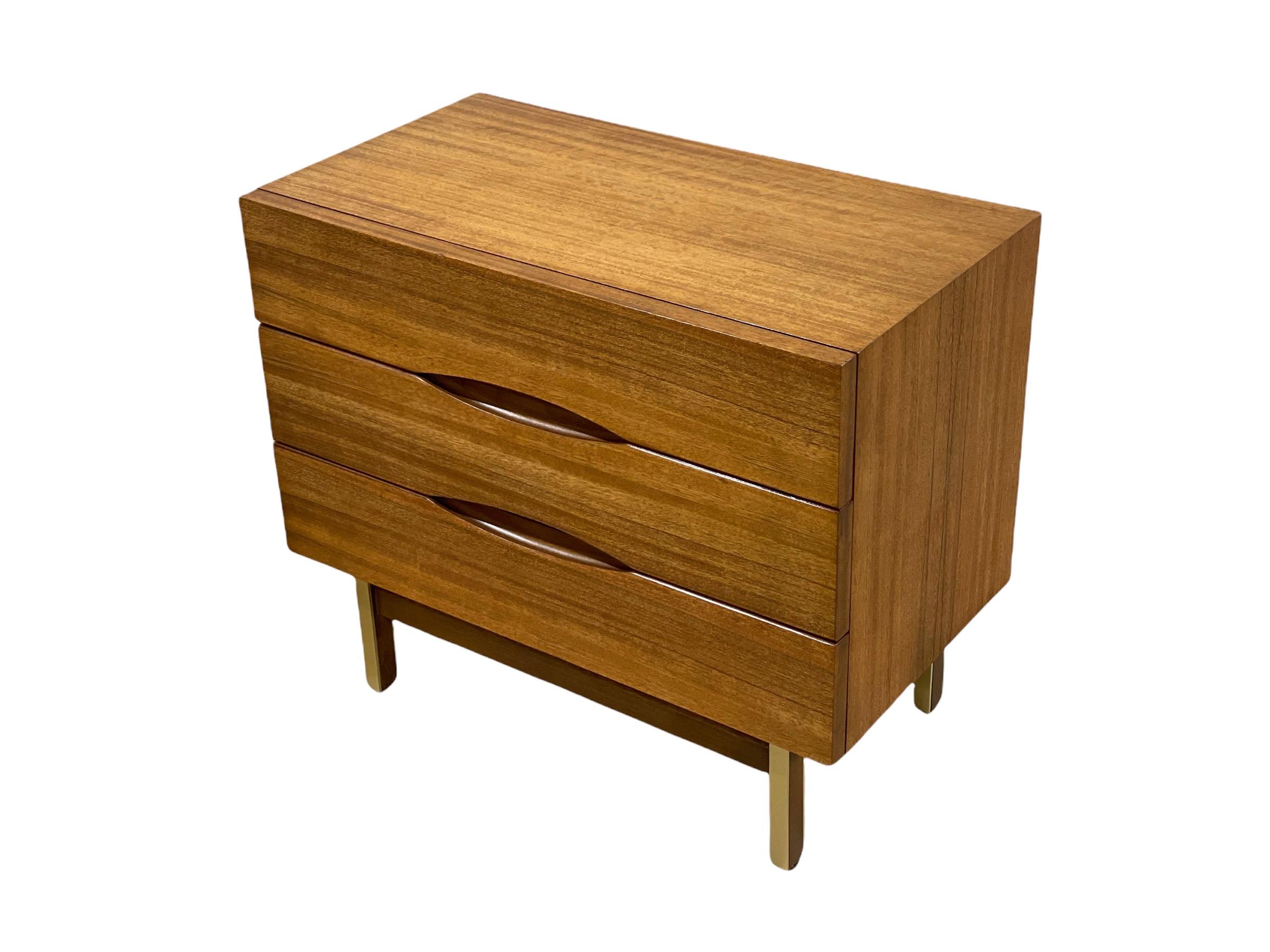 Mid-20th Century Mid-Century Modern Bachelors Chest Mahogany and Brass, Merton Gershun circa 1960