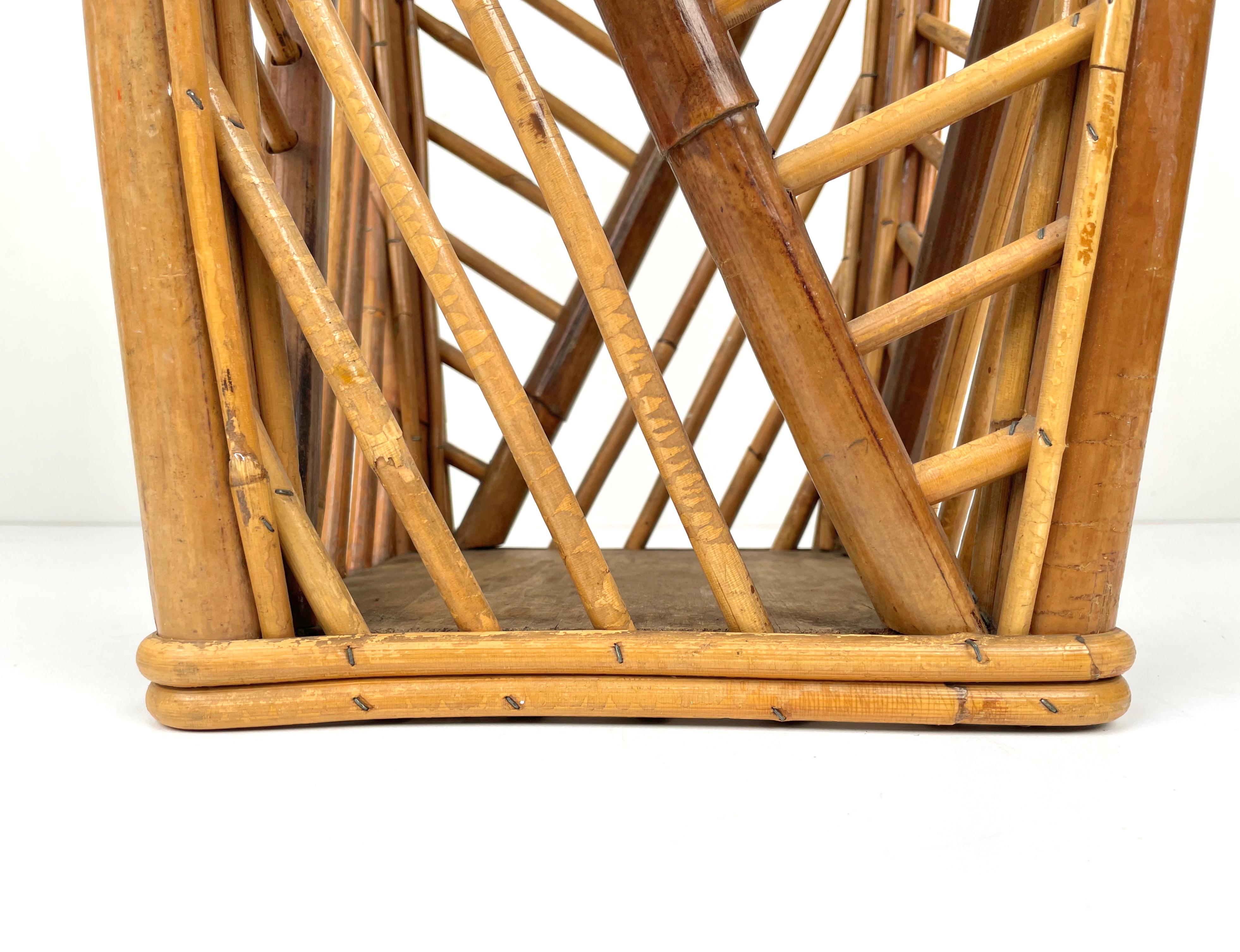 Portaombrelli moderno di metà secolo in bambù e rattan, Italia, anni '60 in vendita 4