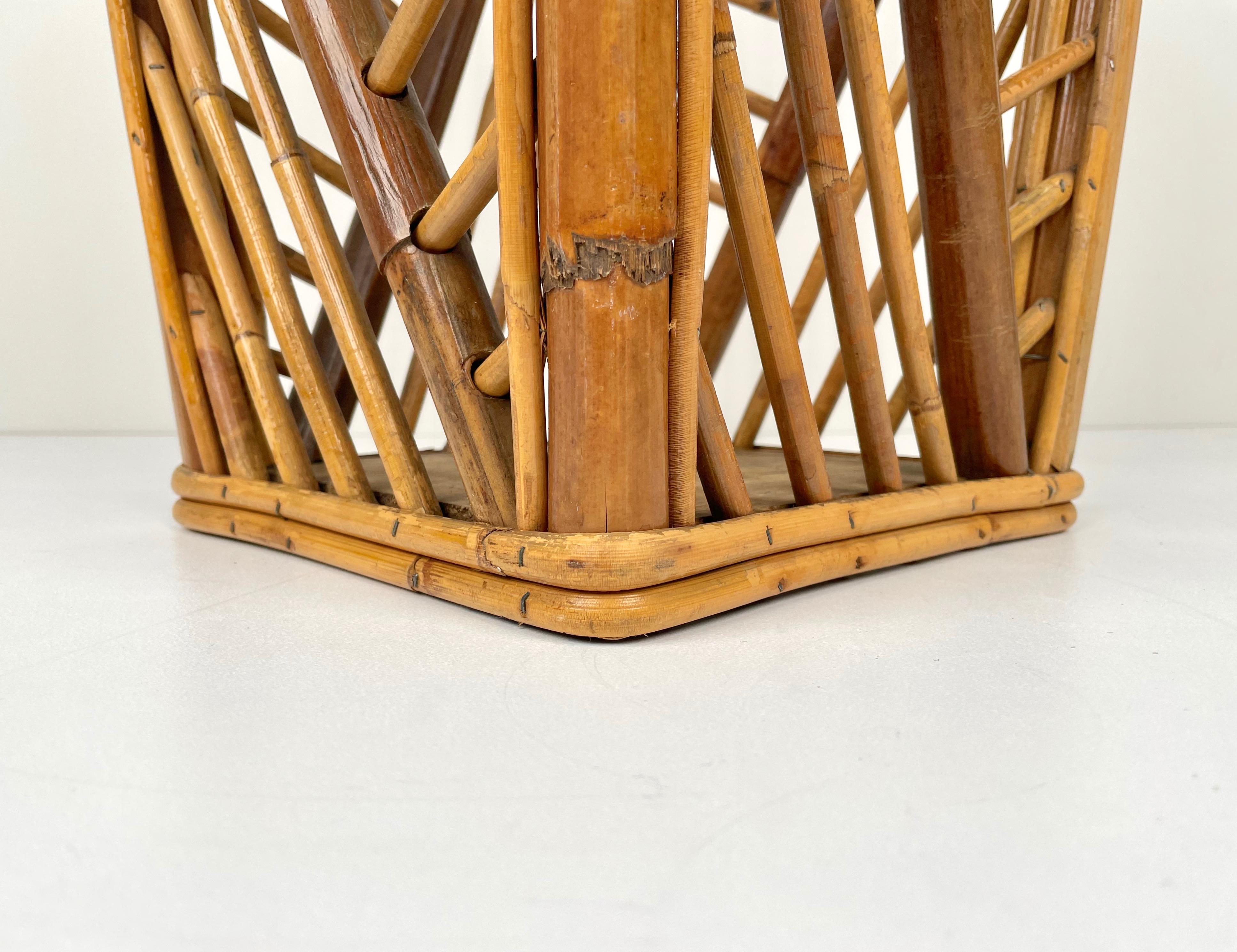 Mid-Century Modern Bamboo and Rattan Umbrella Stand, Italy, 1960s For Sale 8
