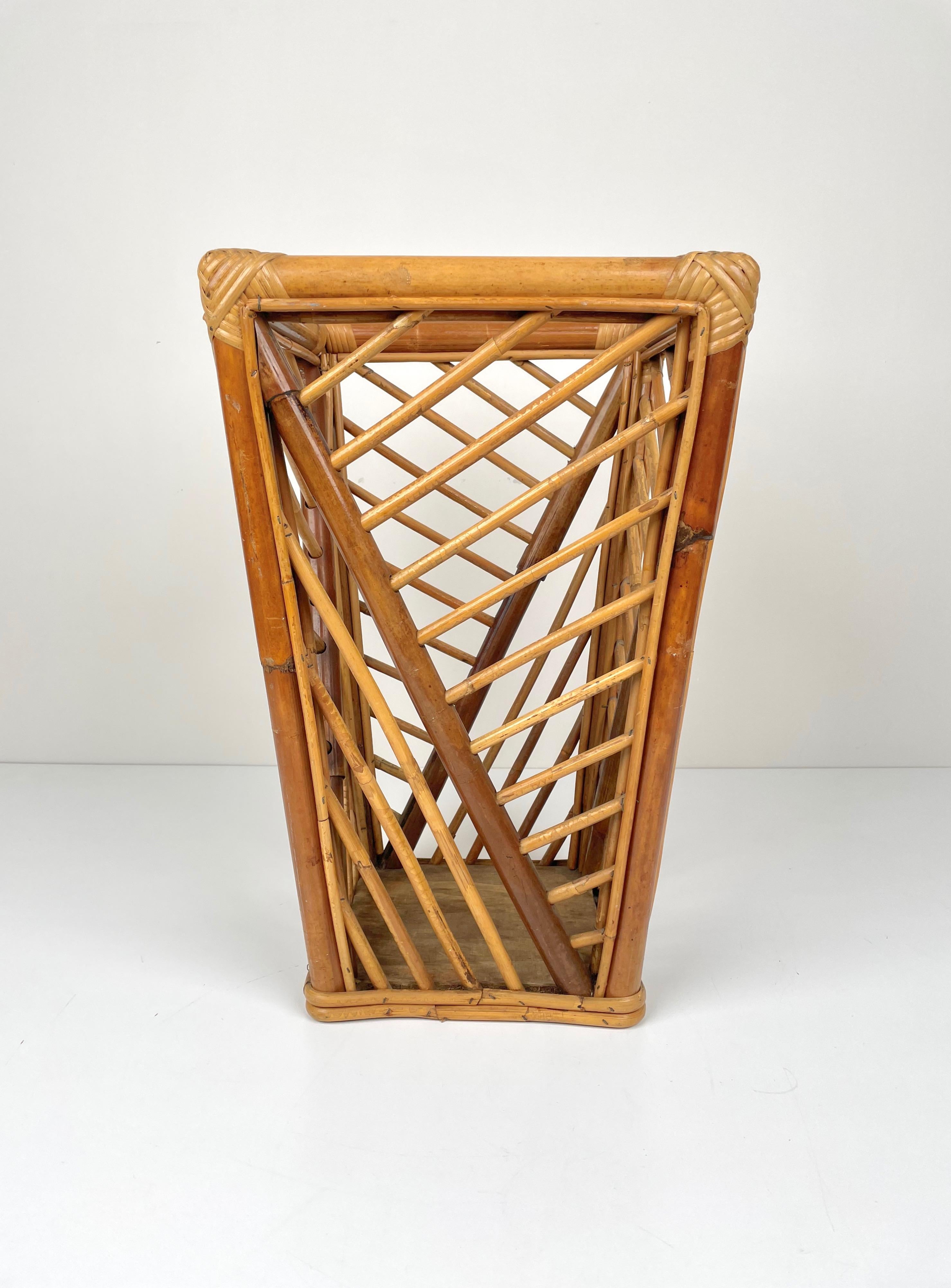Mid-Century Modern Bamboo and Rattan Umbrella Stand, Italy, 1960s For Sale 3