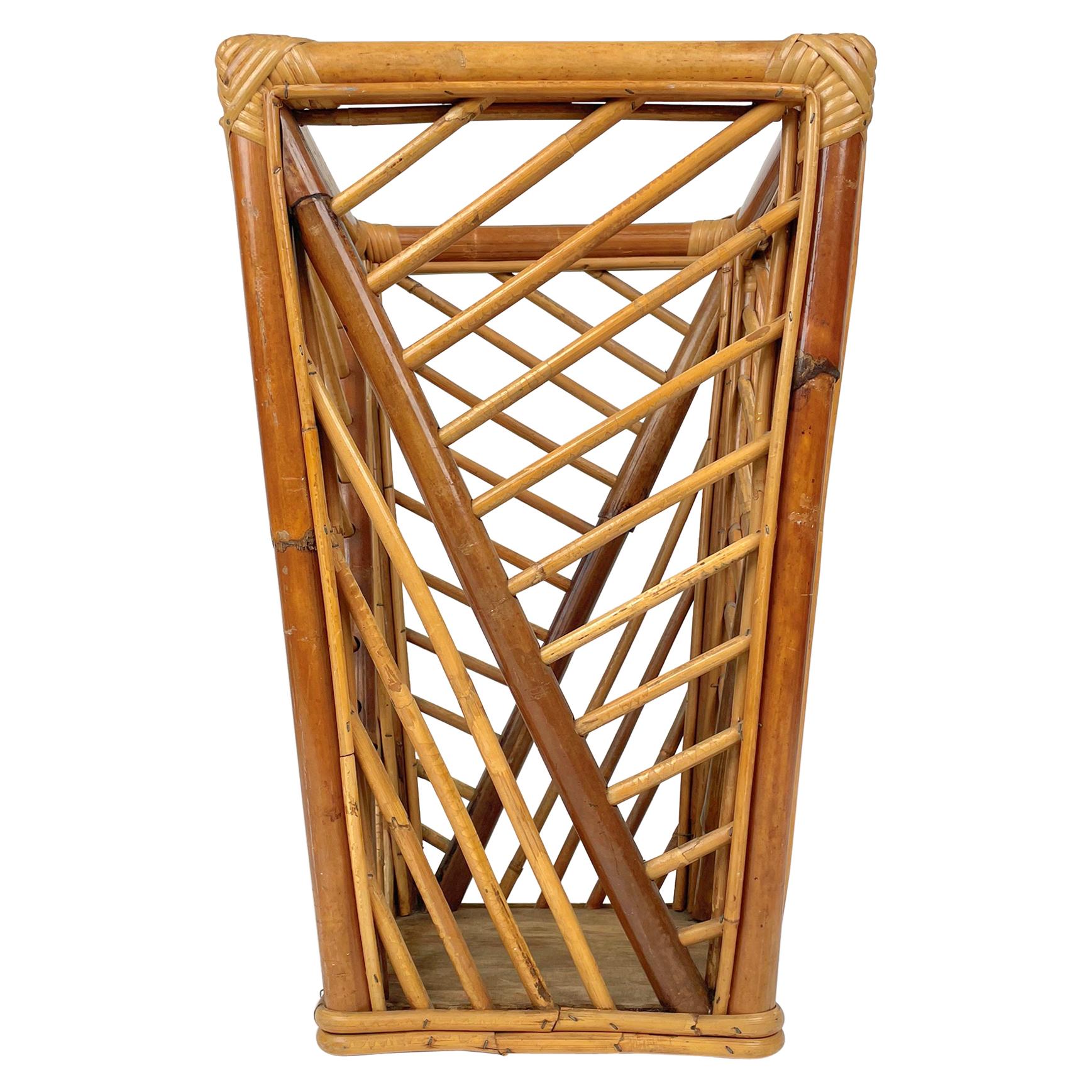 Mid-Century Modern Bamboo and Rattan Umbrella Stand, Italy, 1960s