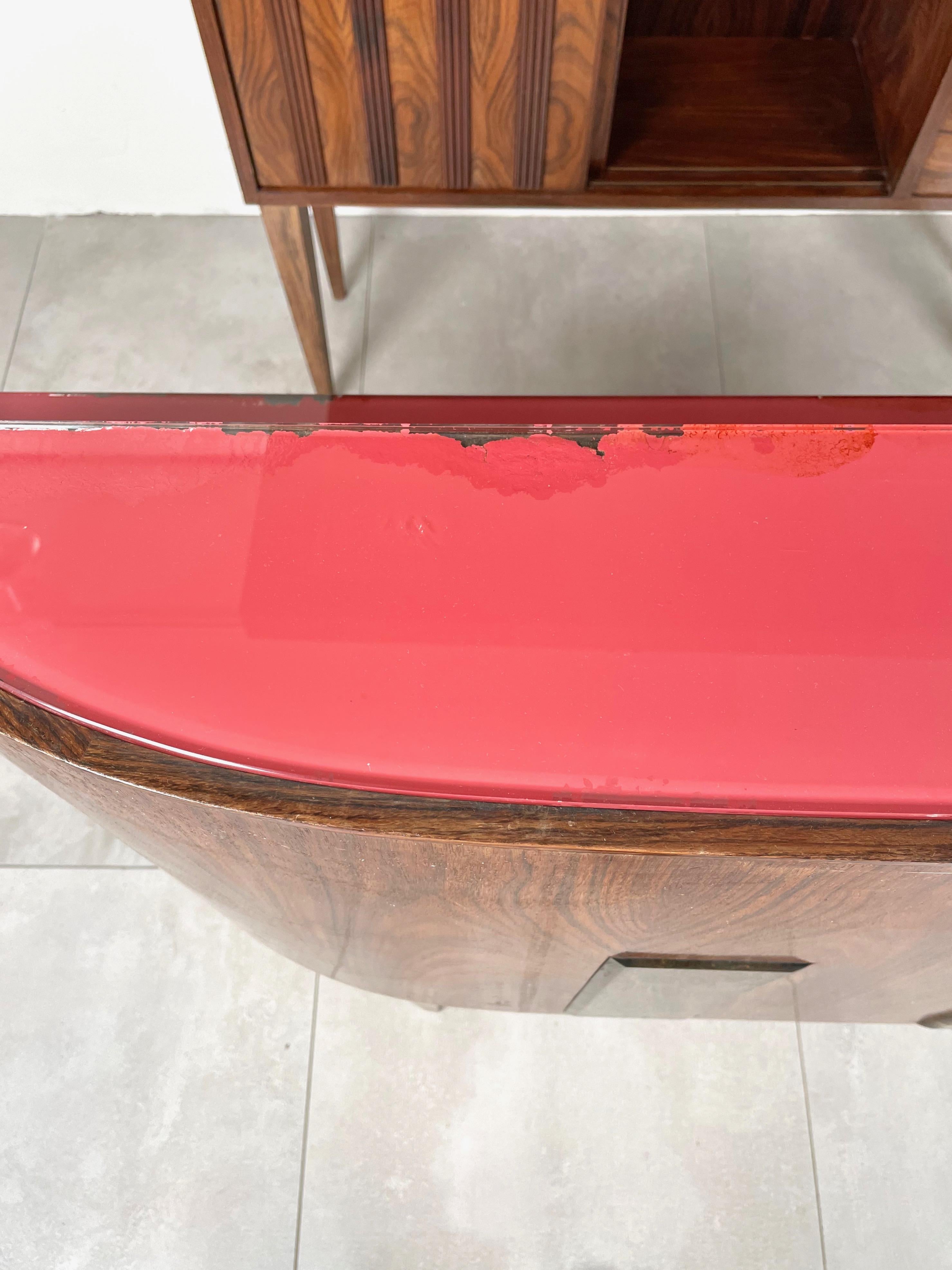 Meuble de bar moderne du milieu du siècle dernier en bois, miroir et verre, Italie, années 1960 en vente 8
