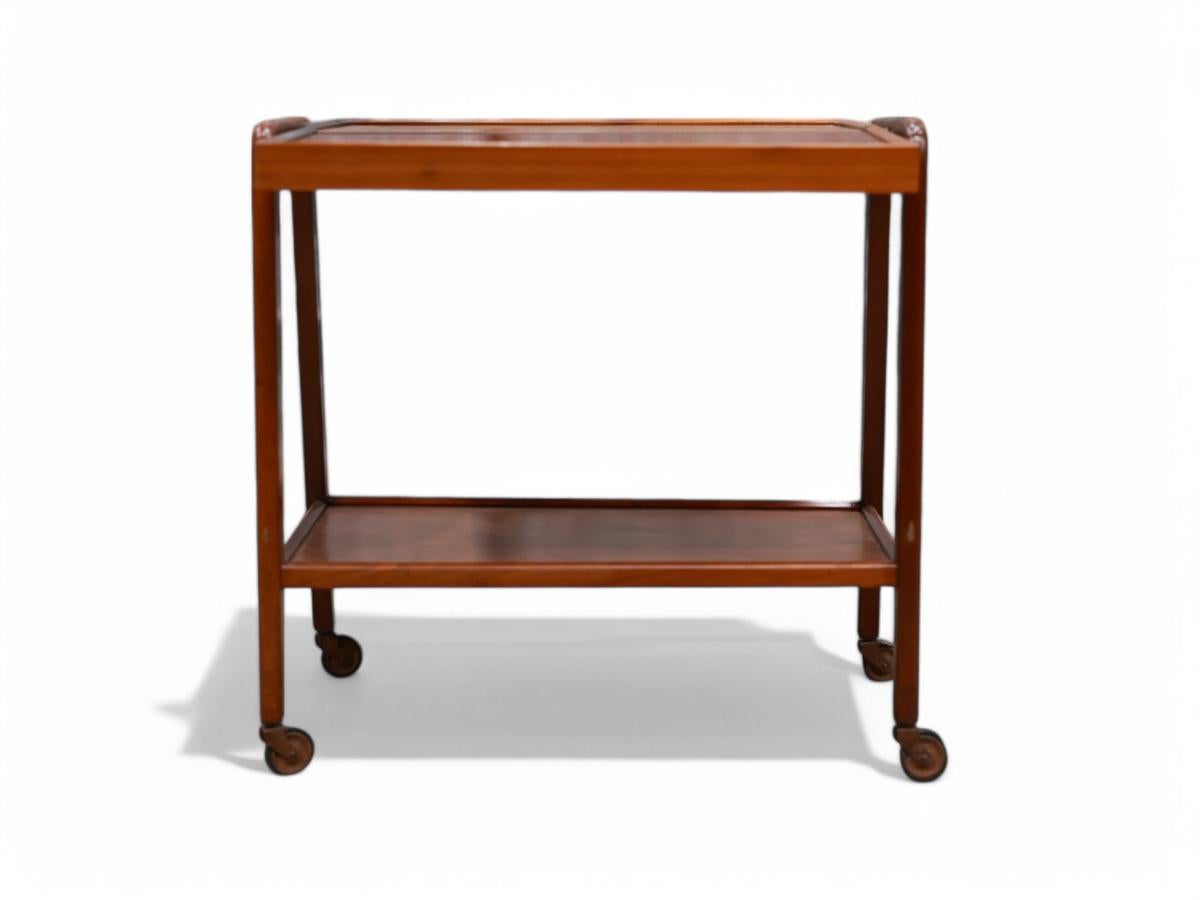 Chariot de bar moderne du milieu du siècle en bois dur et laiton de Ming Moveis, Brésil, années 1950 en vente 1