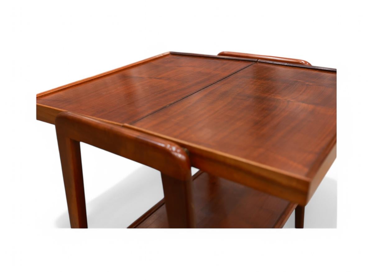 Chariot de bar moderne du milieu du siècle en bois dur et laiton de Ming Moveis, Brésil, années 1950 en vente 3