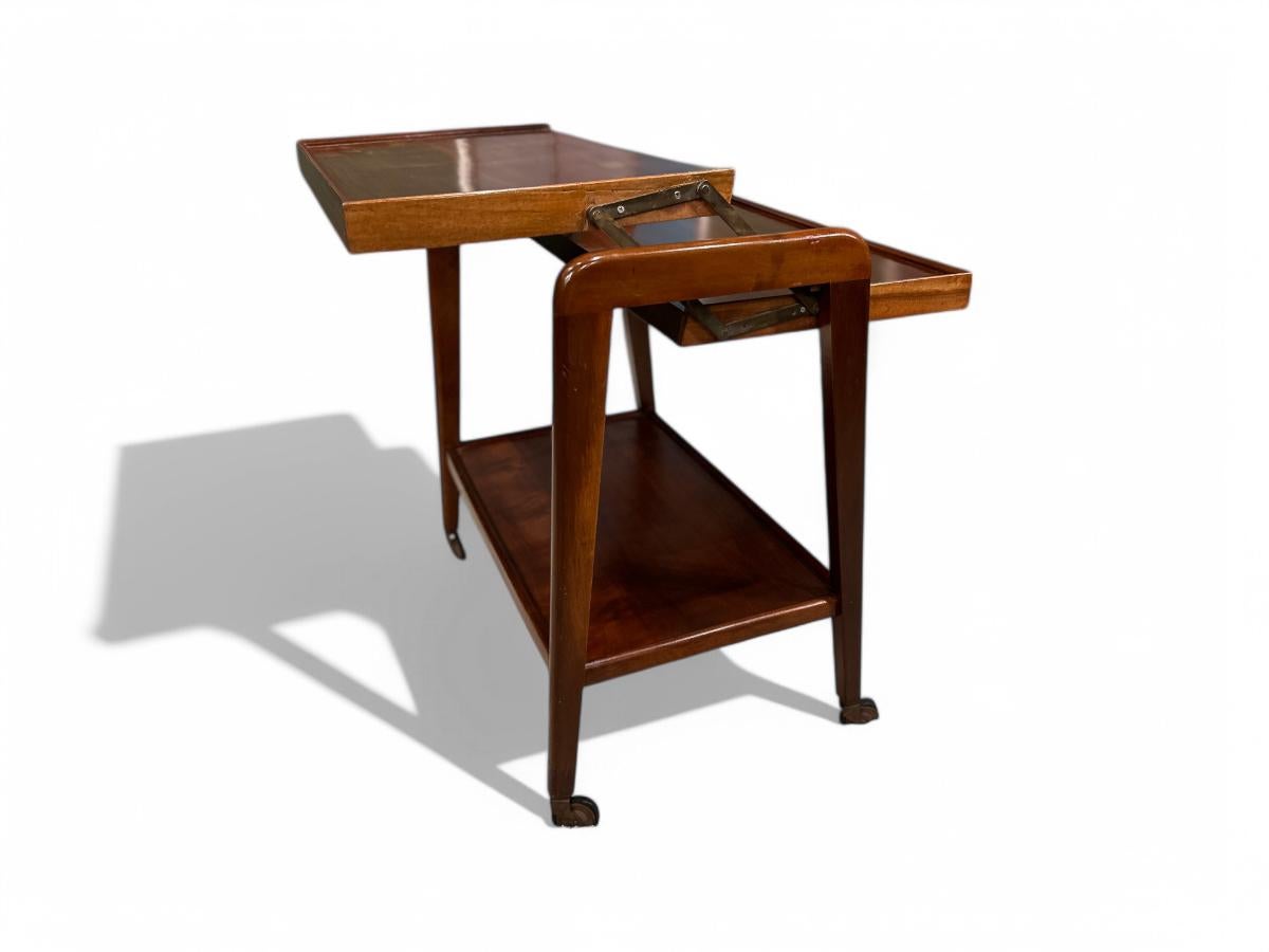 Peint à la main Chariot de bar moderne du milieu du siècle en bois dur et laiton de Ming Moveis, Brésil, années 1950 en vente