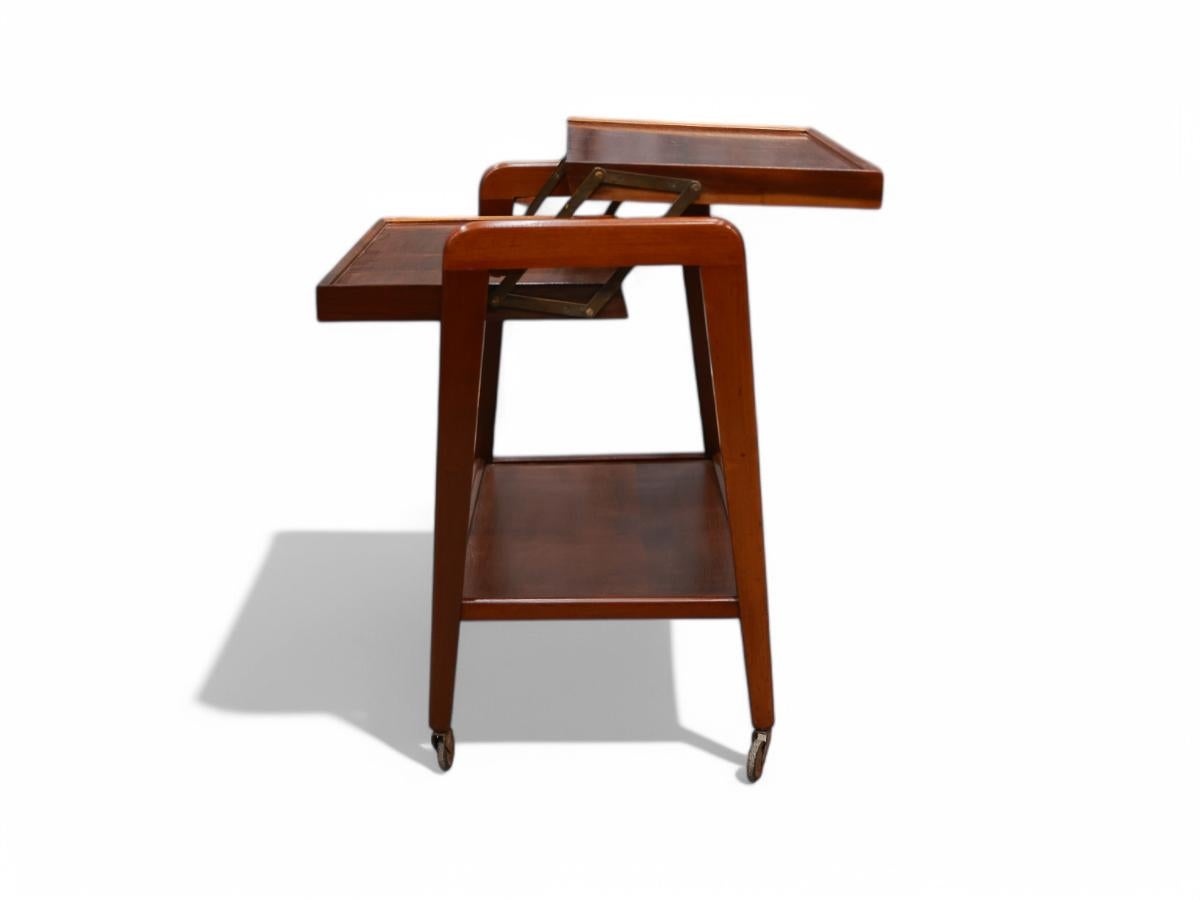 Chariot de bar moderne du milieu du siècle en bois dur et laiton de Ming Moveis, Brésil, années 1950 État moyen - En vente à New York, NY