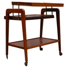 Midcentury Modern Bar Cart aus Hartholz und Messing von Ming Moveis, Brasilien, 1950er Jahre