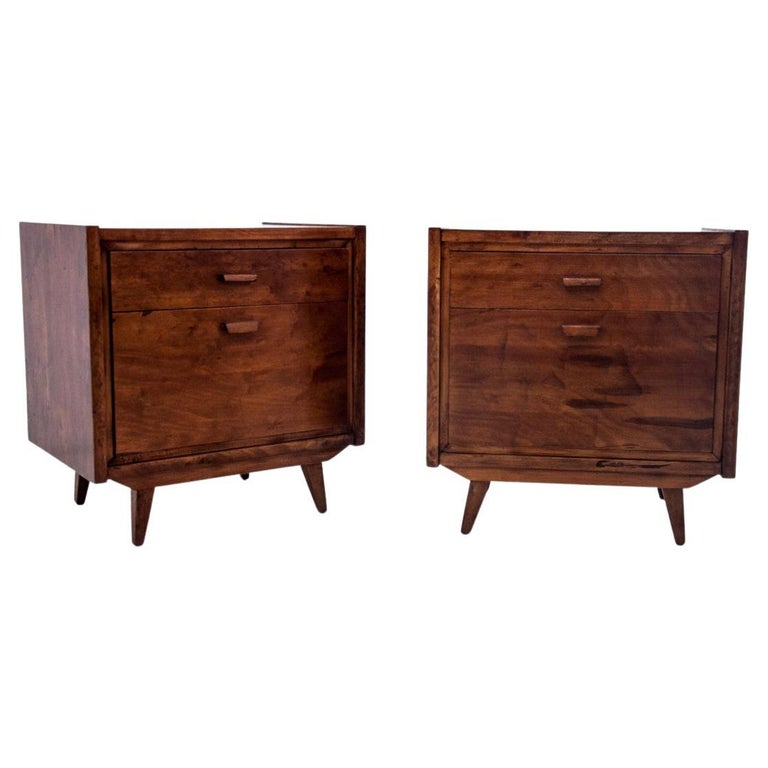 MidCentury Modern Bedside Tables, Poland, 1950s, After Renovation For