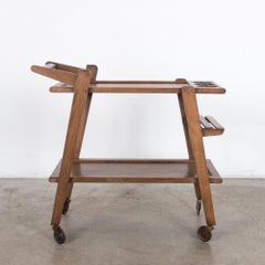 Mid-Century Modern Belgian Oak Bar Cart