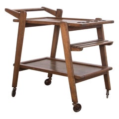 Mid-Century Modern Belgian Oak Bar Cart Mid-Century Modern Belgian Oak Bar Cart