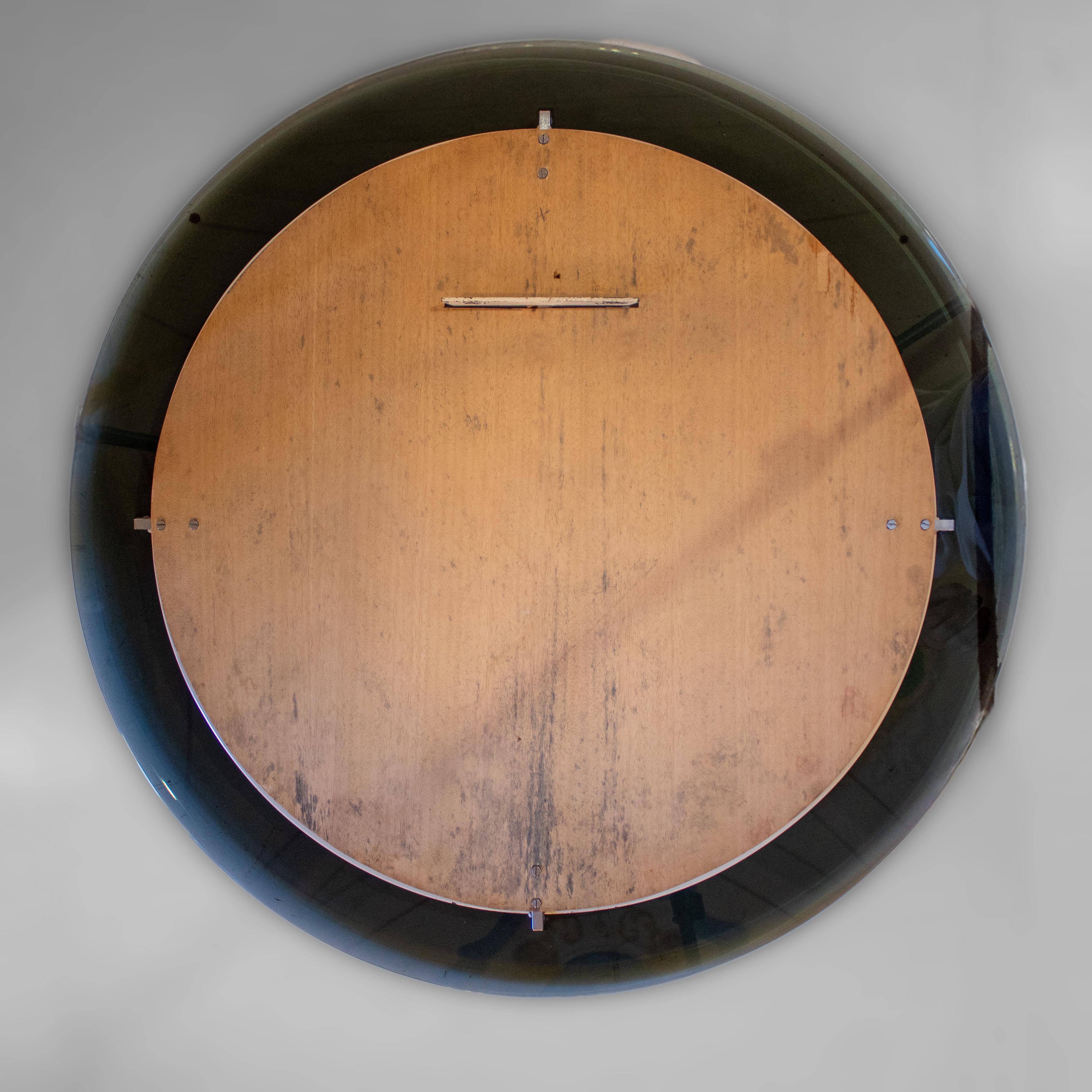 Midcentury Modern Beveled Round Wall Mirror, Veca, Italy 1970s For Sale 3