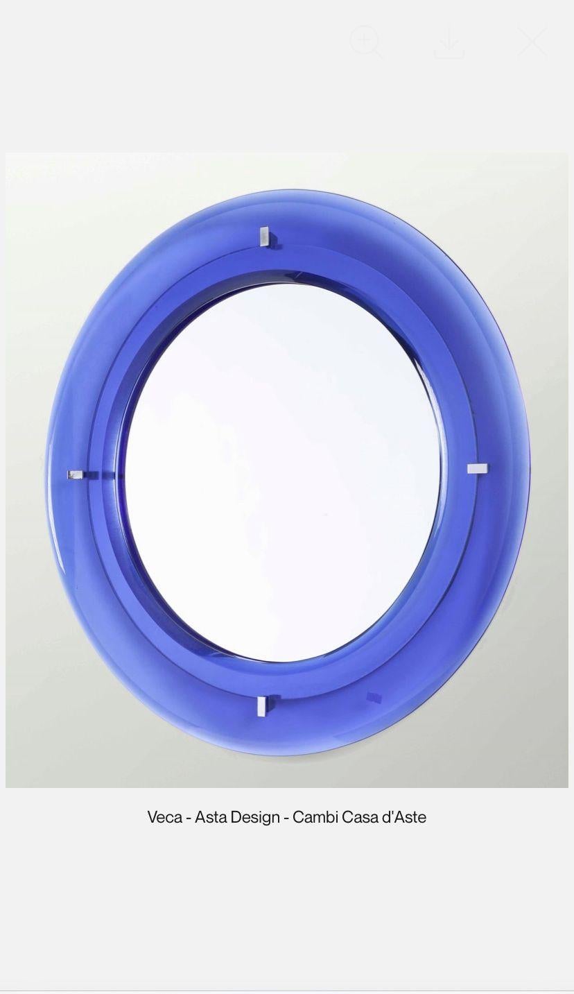 Midcentury Modern Beveled Round Wall Mirror, Veca, Italy 1970s For Sale 4