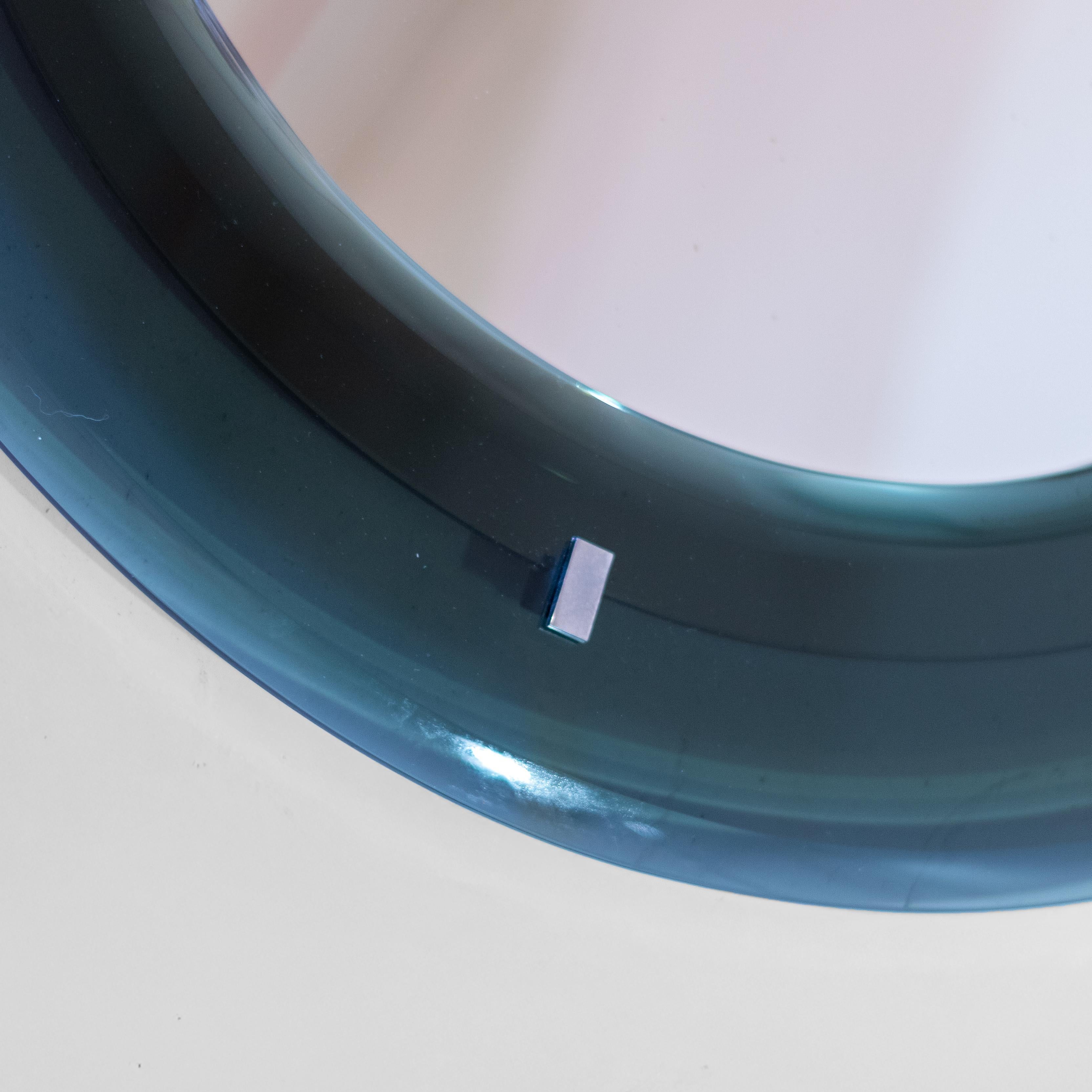 Mid-Century Modern Midcentury Modern Beveled Round Wall Mirror, Veca, Italy 1970s For Sale