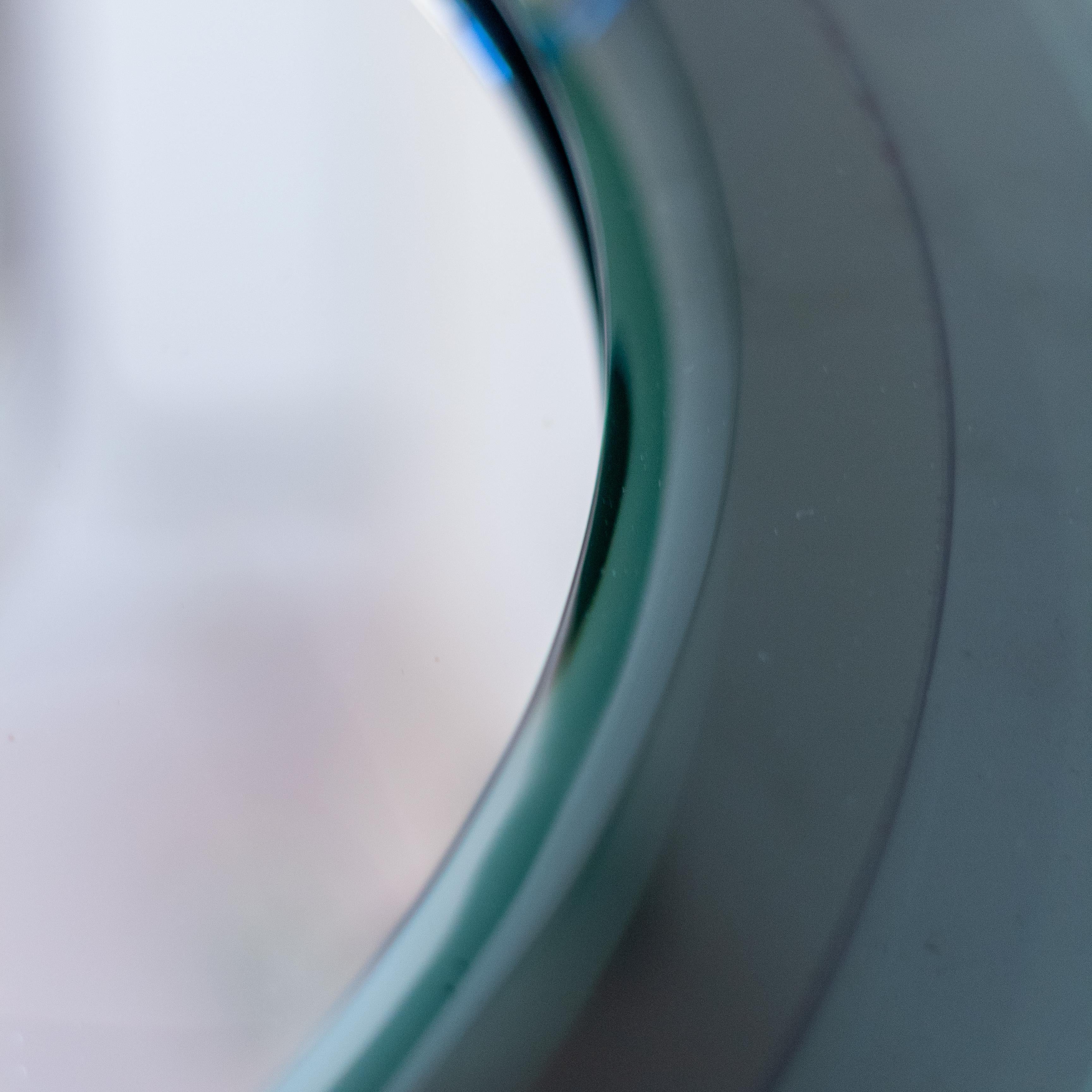 Italian Midcentury Modern Beveled Round Wall Mirror, Veca, Italy 1970s For Sale