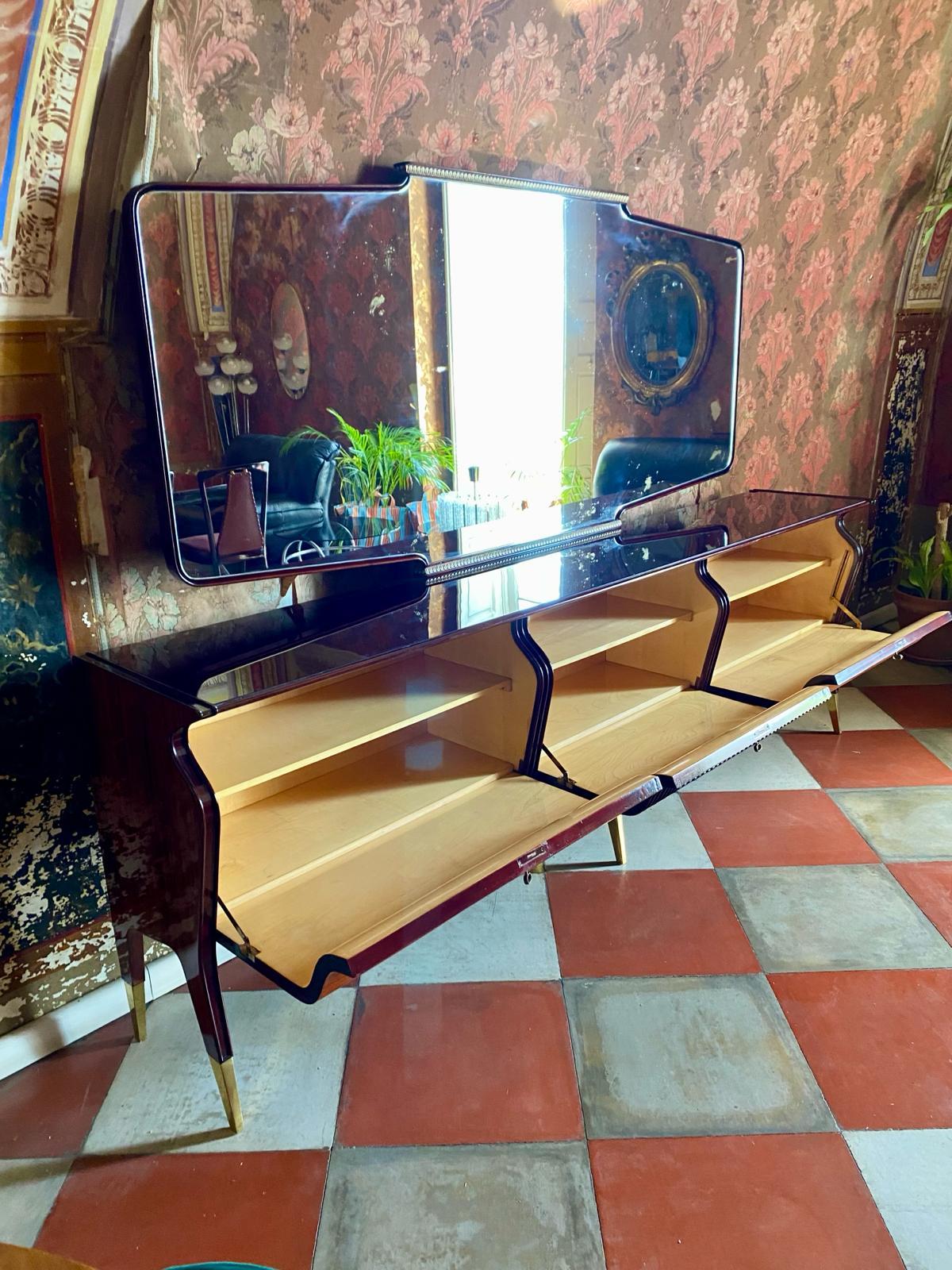 Mid-20th Century Midcentury Modern Big Mahogany Sideboard, Osvaldo Borsani, Italy 1950 's For Sale