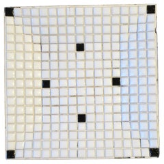 Midcentury Modern Black and White Mosaic Tile Dish or Catchall