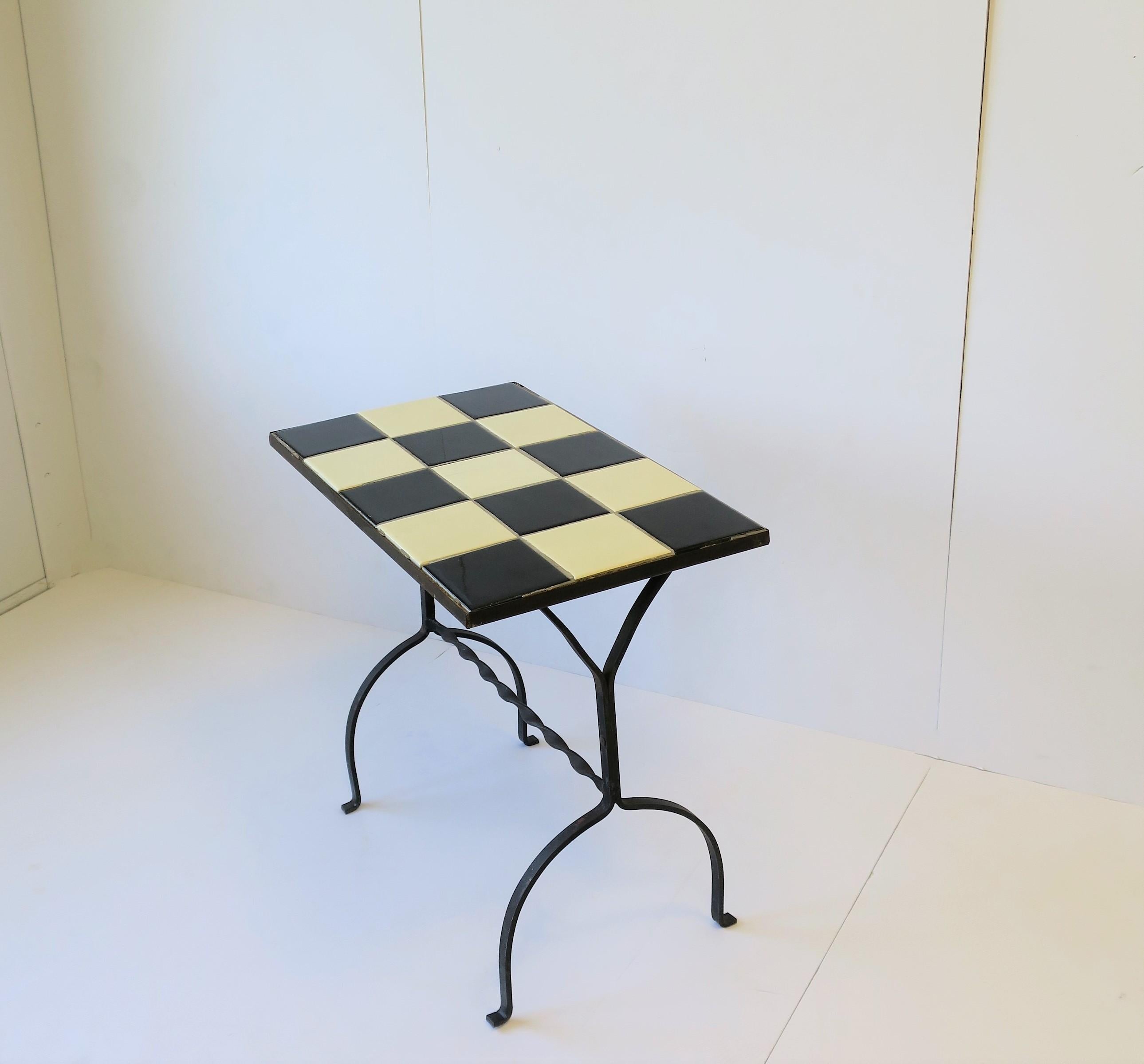 Mid-Century Modern Black and White Mosaic Tile Side or End Table 5