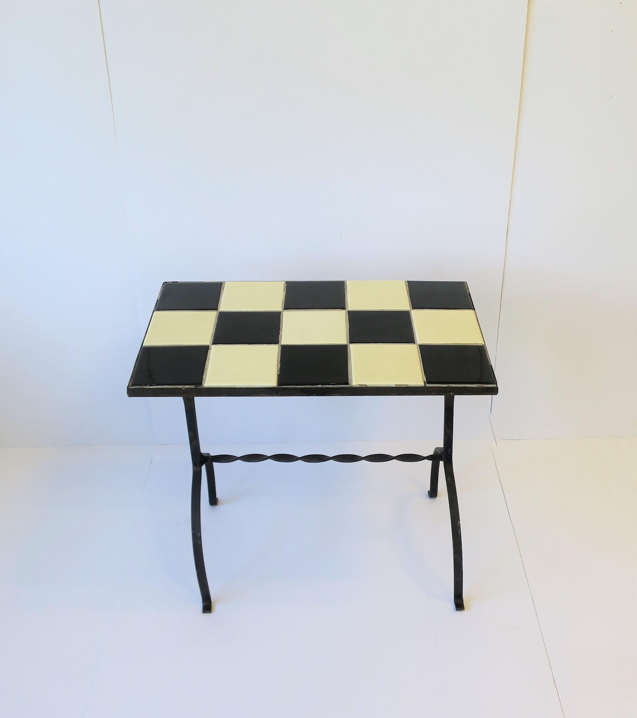 Mid-Century Modern Black and White Mosaic Tile Side or End Table 6