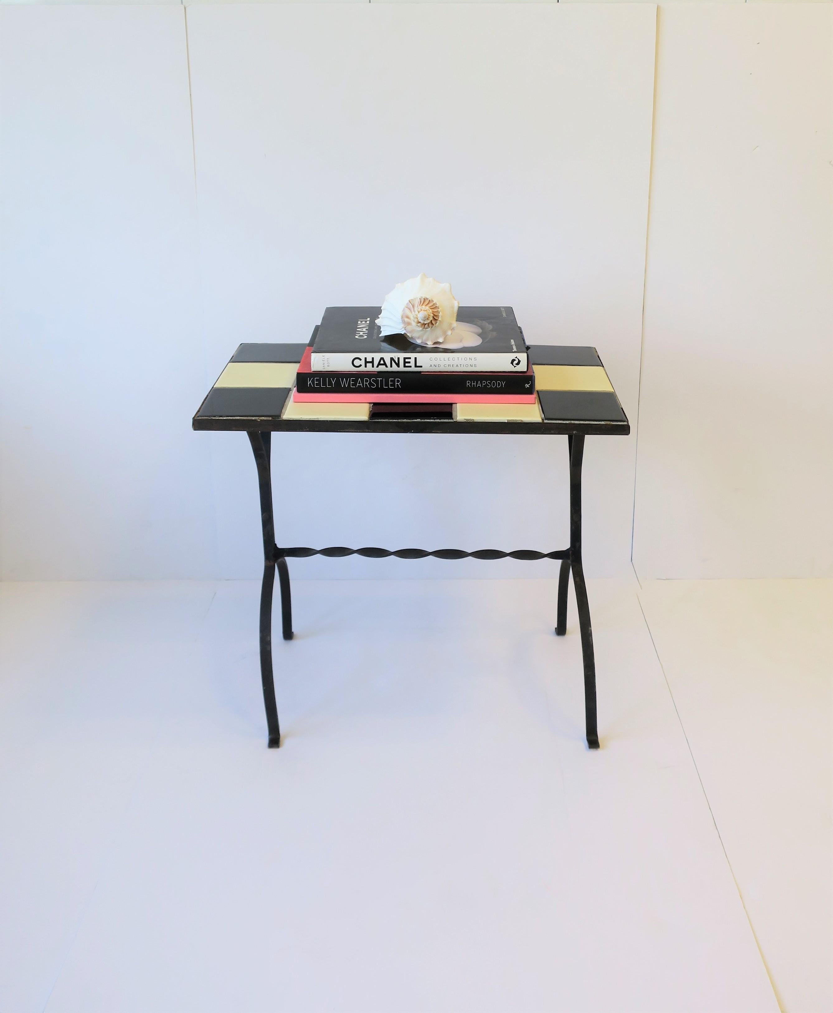Mid-Century Modern Black and White Mosaic Tile Side or End Table 7