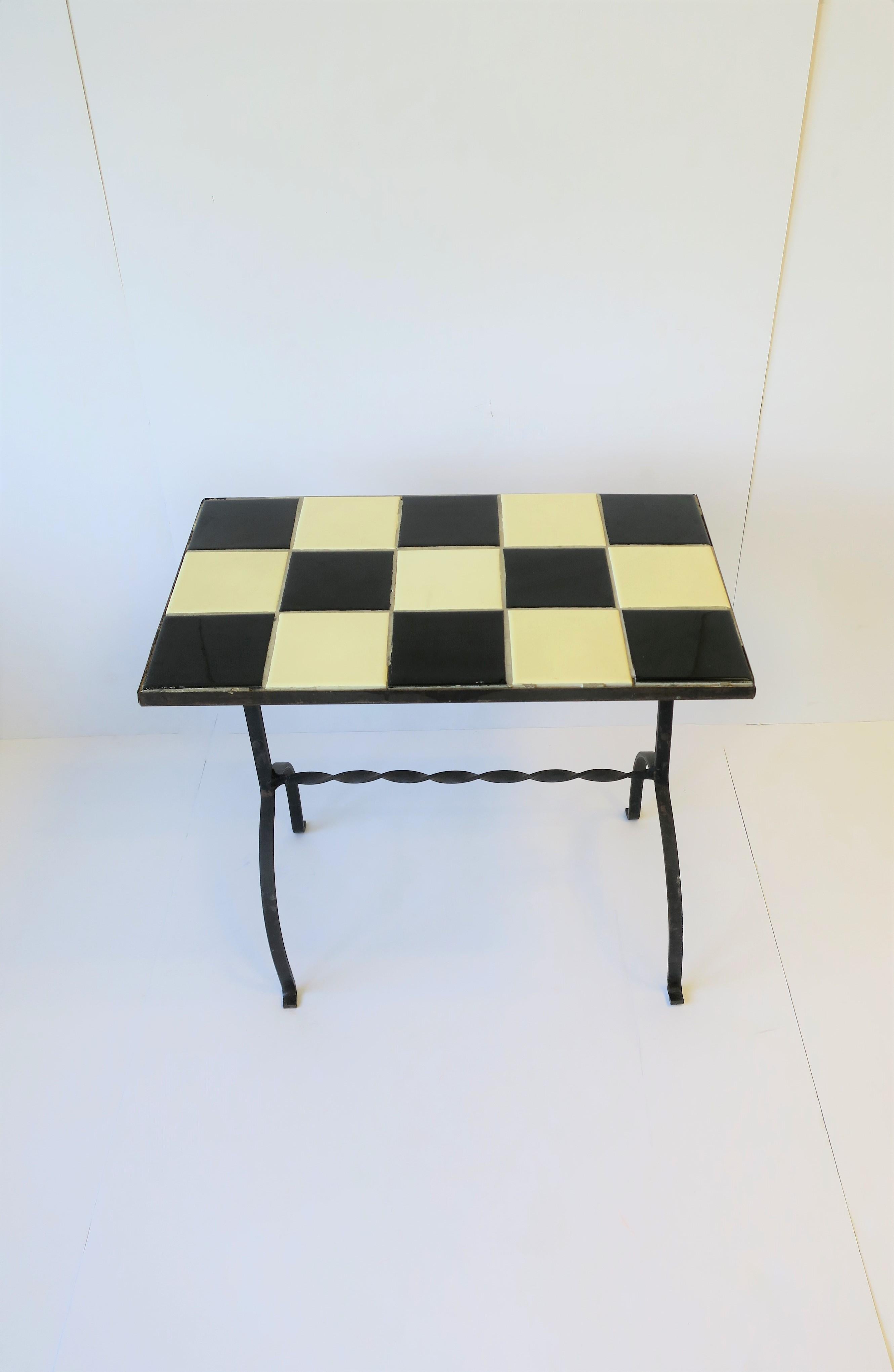 Mid-Century Modern Black and White Mosaic Tile Side or End Table 8