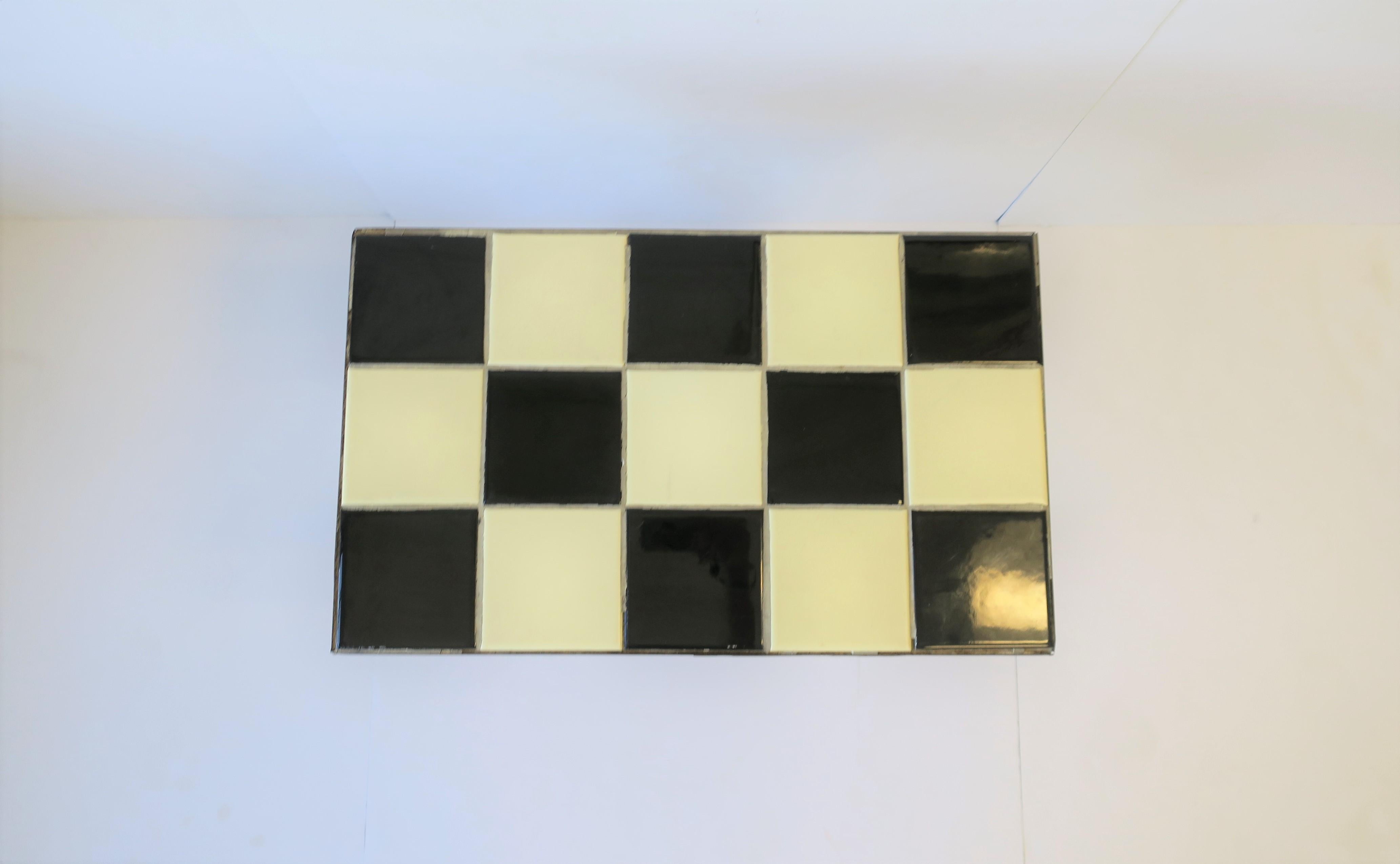 Mid-Century Modern Black and White Mosaic Tile Side or End Table 9
