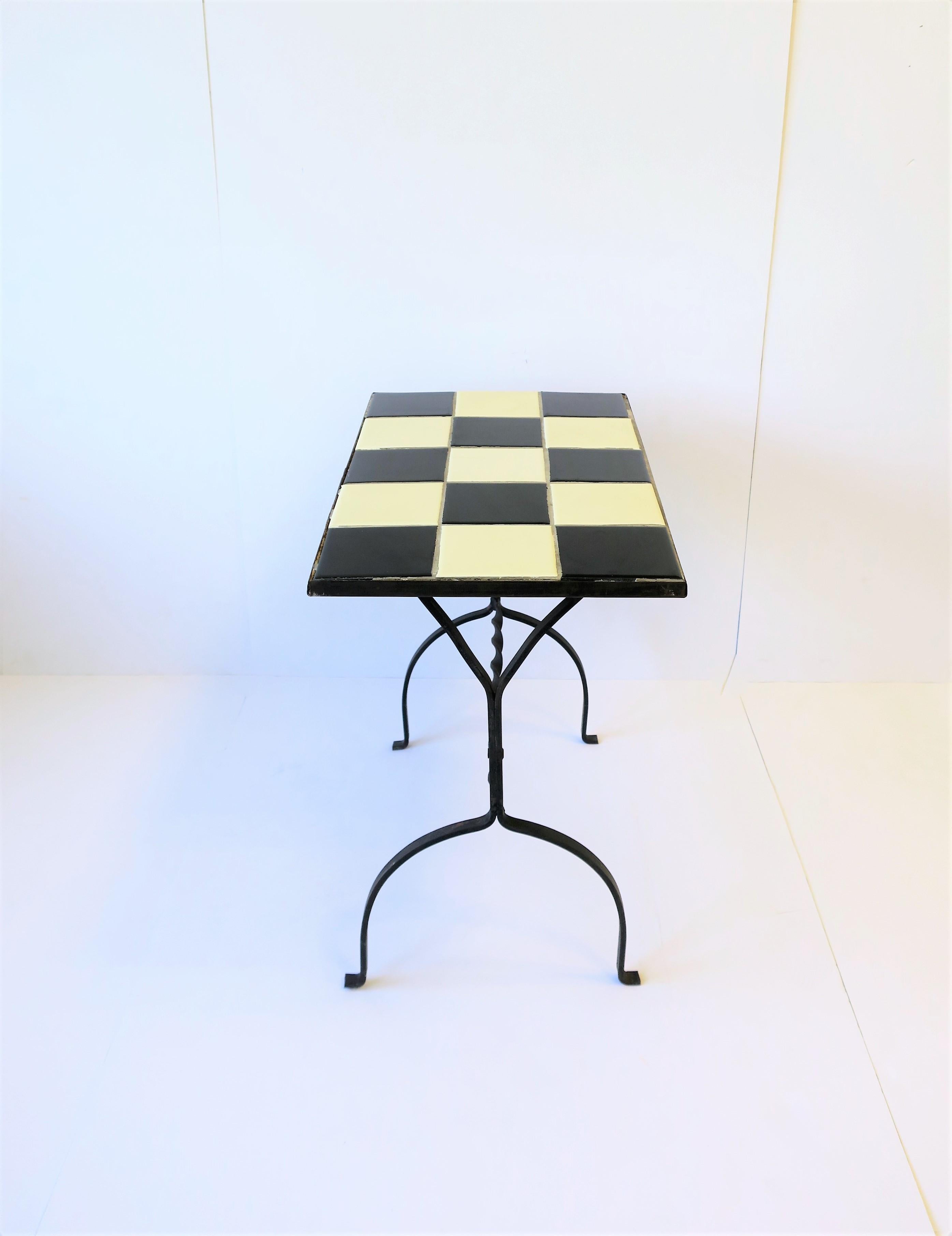 20th Century Mid-Century Modern Black and White Mosaic Tile Side or End Table