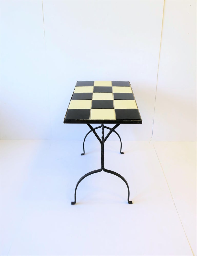 MidCentury Modern Black and White Mosaic Tile Side or End Table at 1stDibs