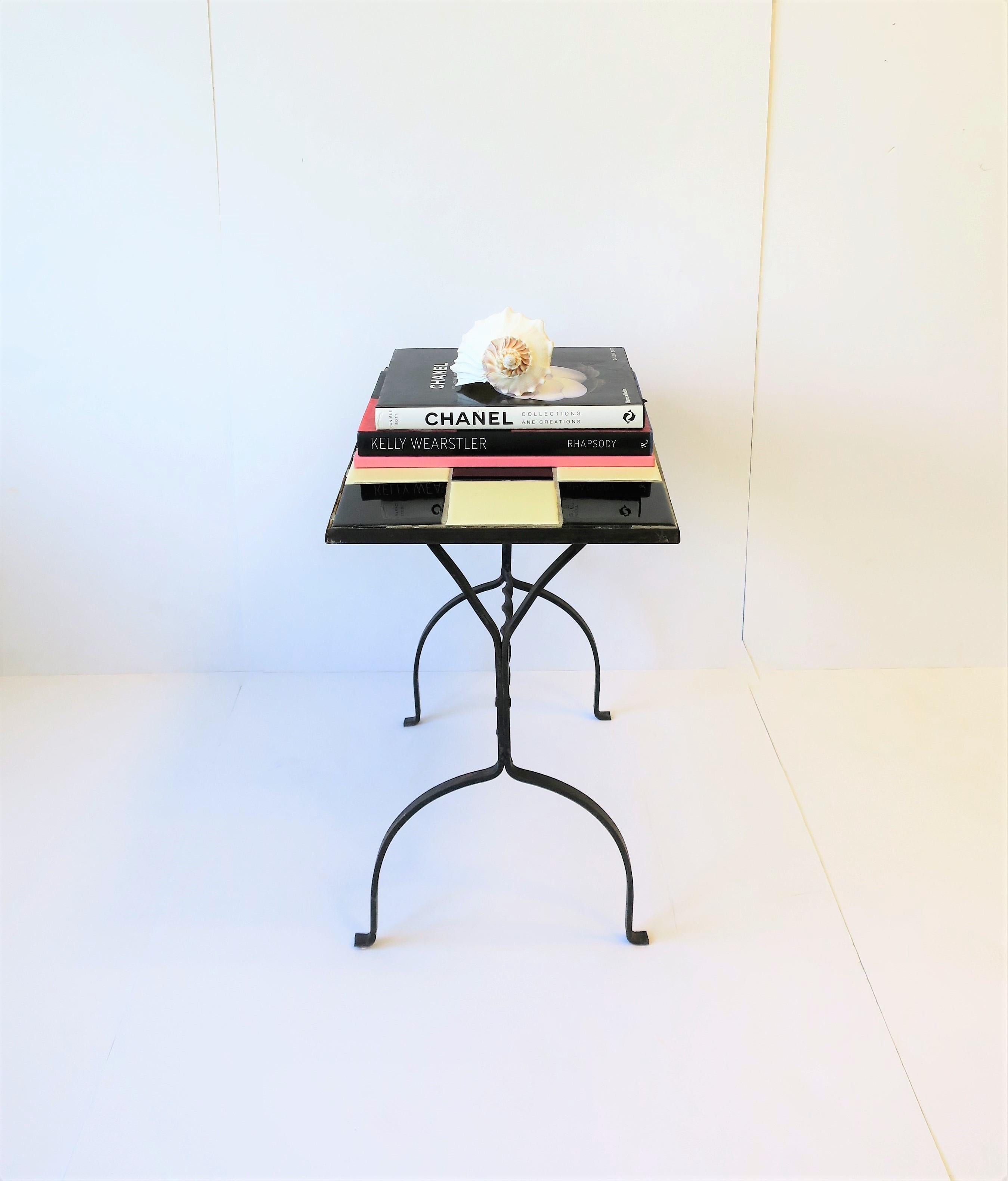 Mid-Century Modern Black and White Mosaic Tile Side or End Table 2