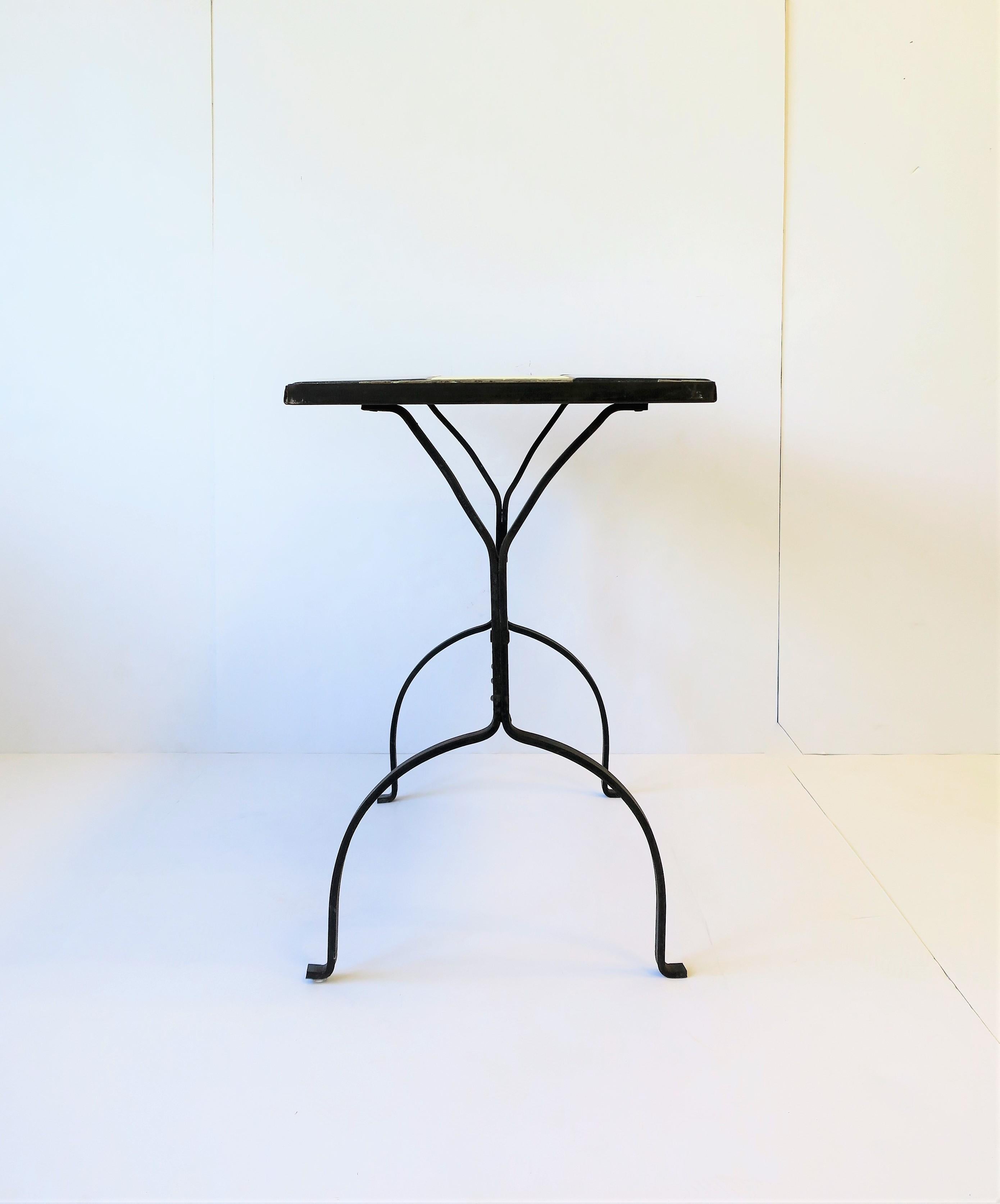 Mid-Century Modern Black and White Mosaic Tile Side or End Table 3