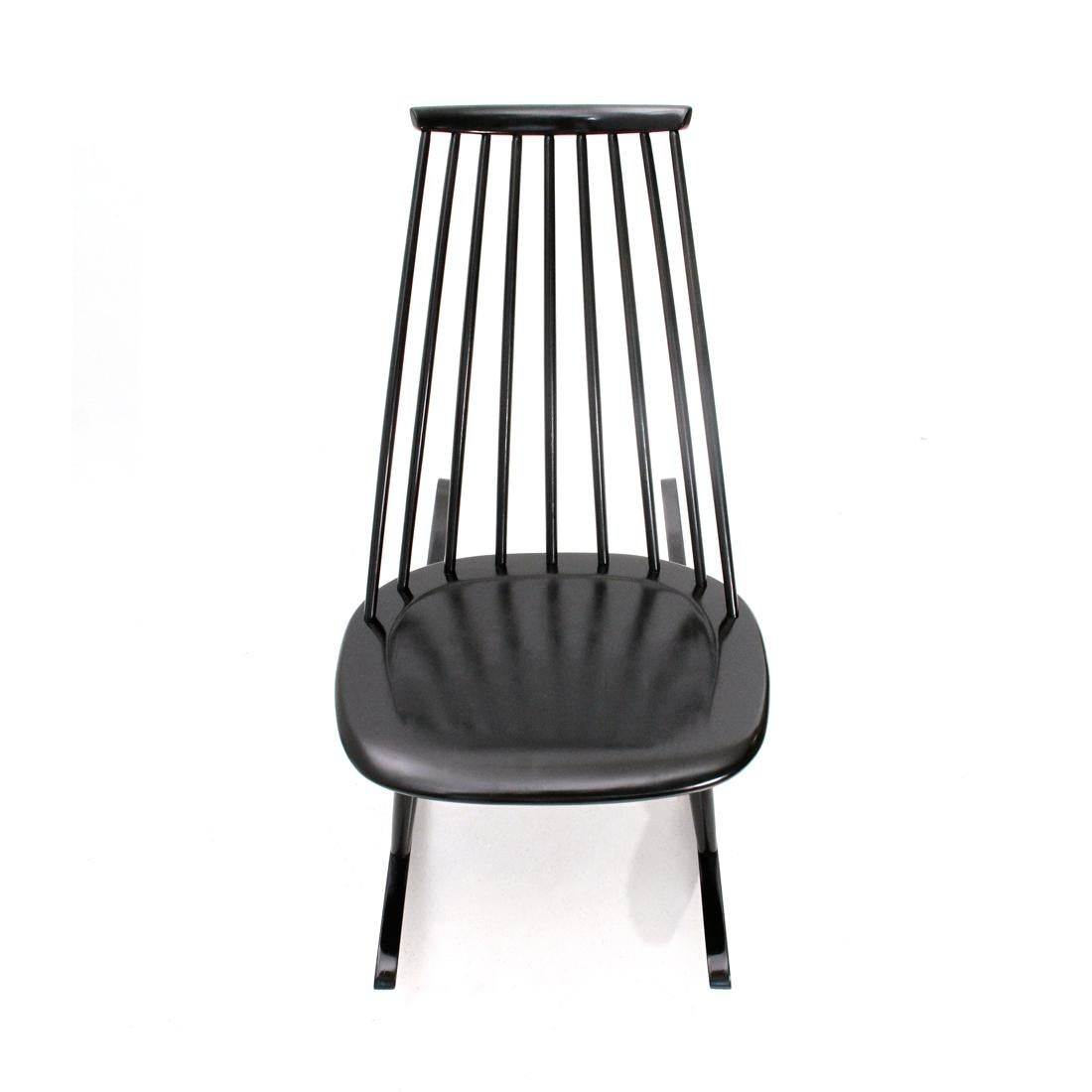 Finnish Mid-Century Modern Black Mademoiselle Rocking Chair by Ilmari Tapiovaara for Art