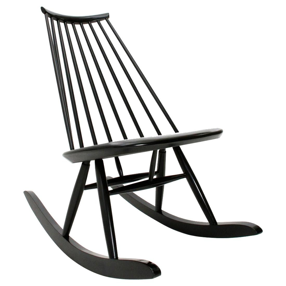 Mid-Century Modern Black Mademoiselle Rocking Chair by Ilmari Tapiovaara for Art