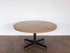 Mid-Century Modern Blackened Iron & Melamine Table with Brass Inlay, c. 1960
