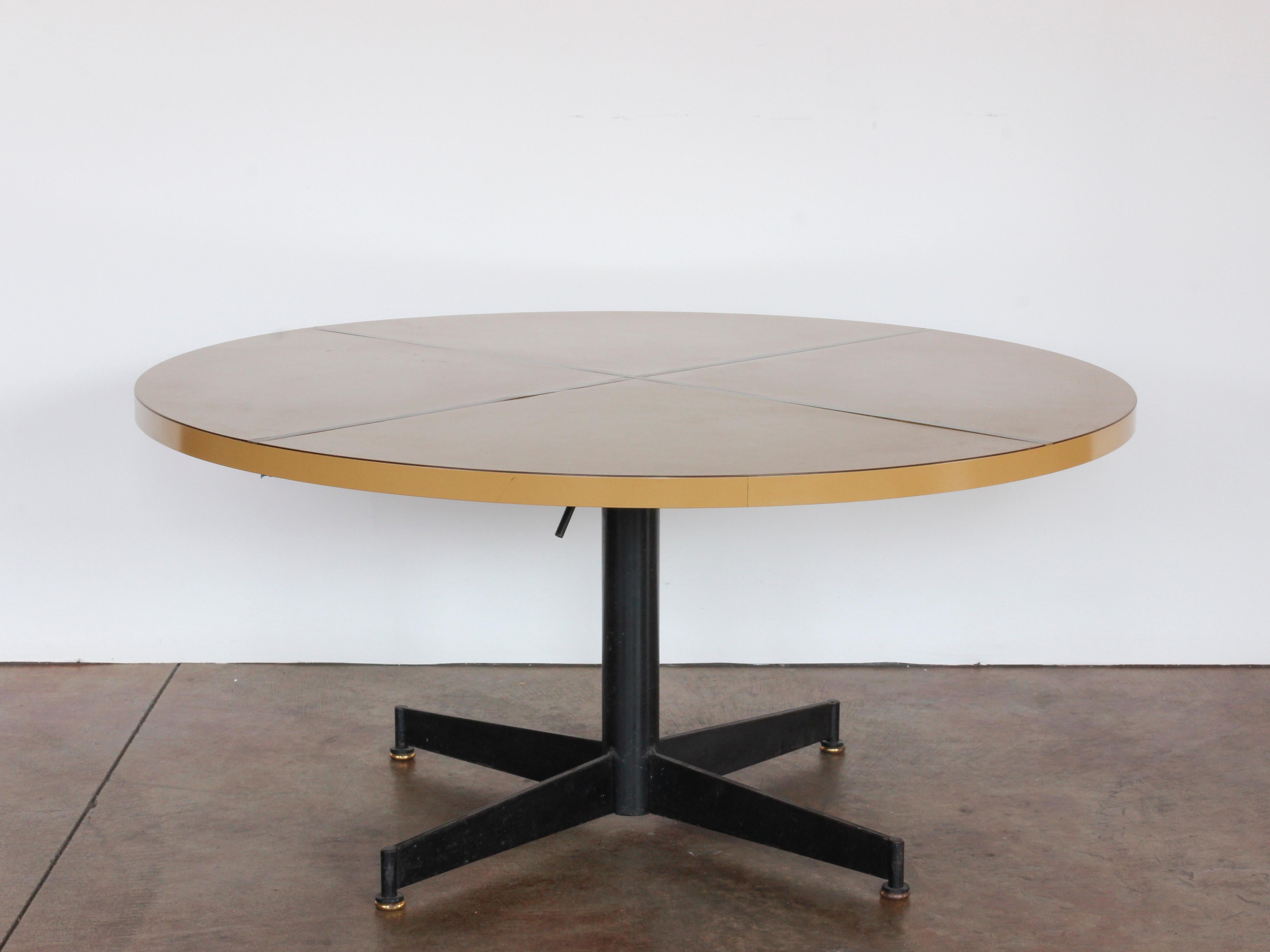 Mid-Century Modern Blackened Iron & Melamine Table with Brass Inlay, c. 1960 In Good Condition For Sale In Chicago, IL