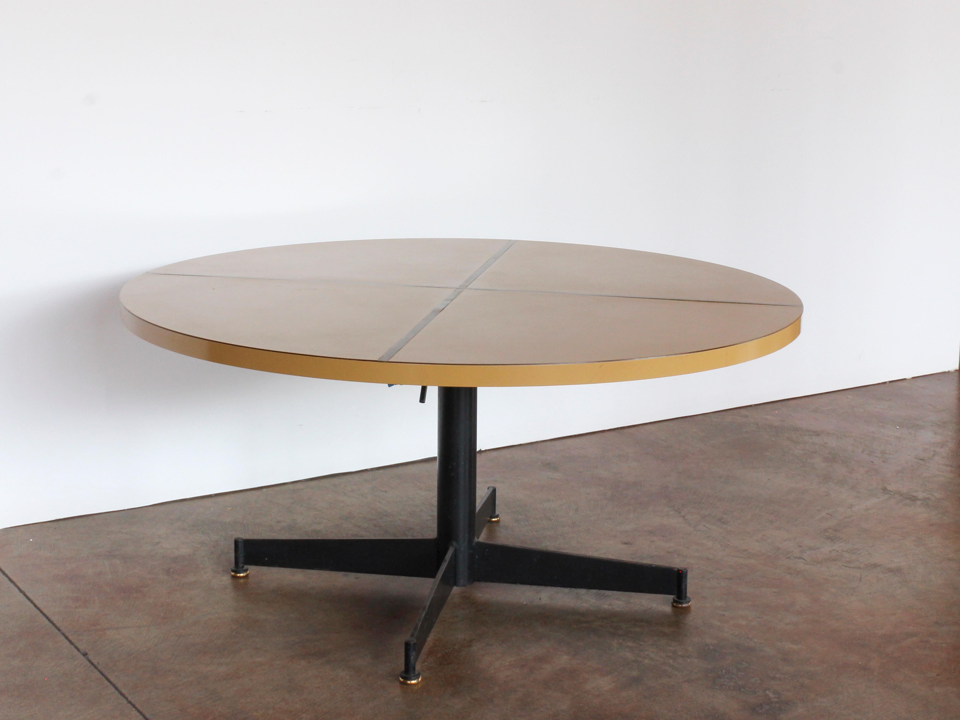 Mid-20th Century Mid-Century Modern Blackened Iron & Melamine Table with Brass Inlay, c. 1960 For Sale