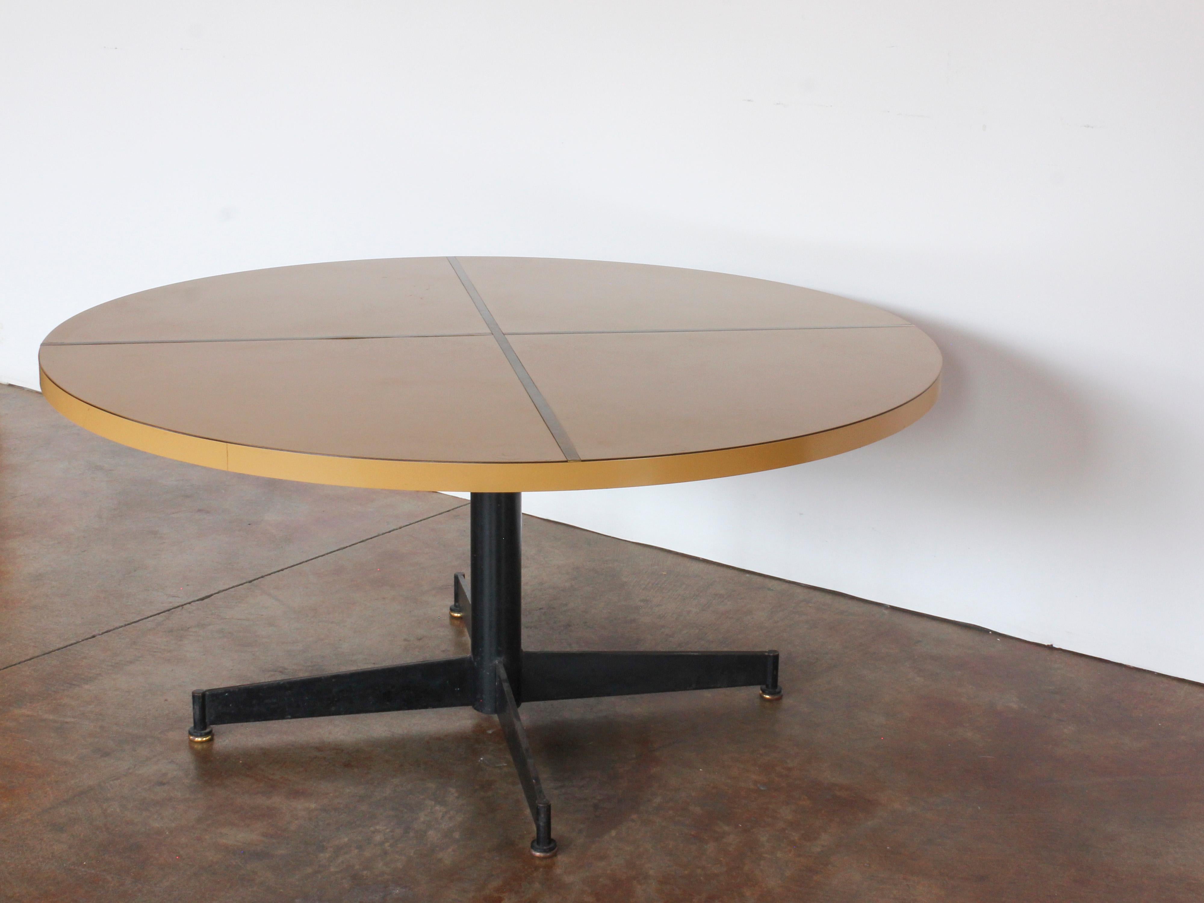 Mid-Century Modern Blackened Iron & Melamine Table with Brass Inlay, c. 1960 For Sale 1