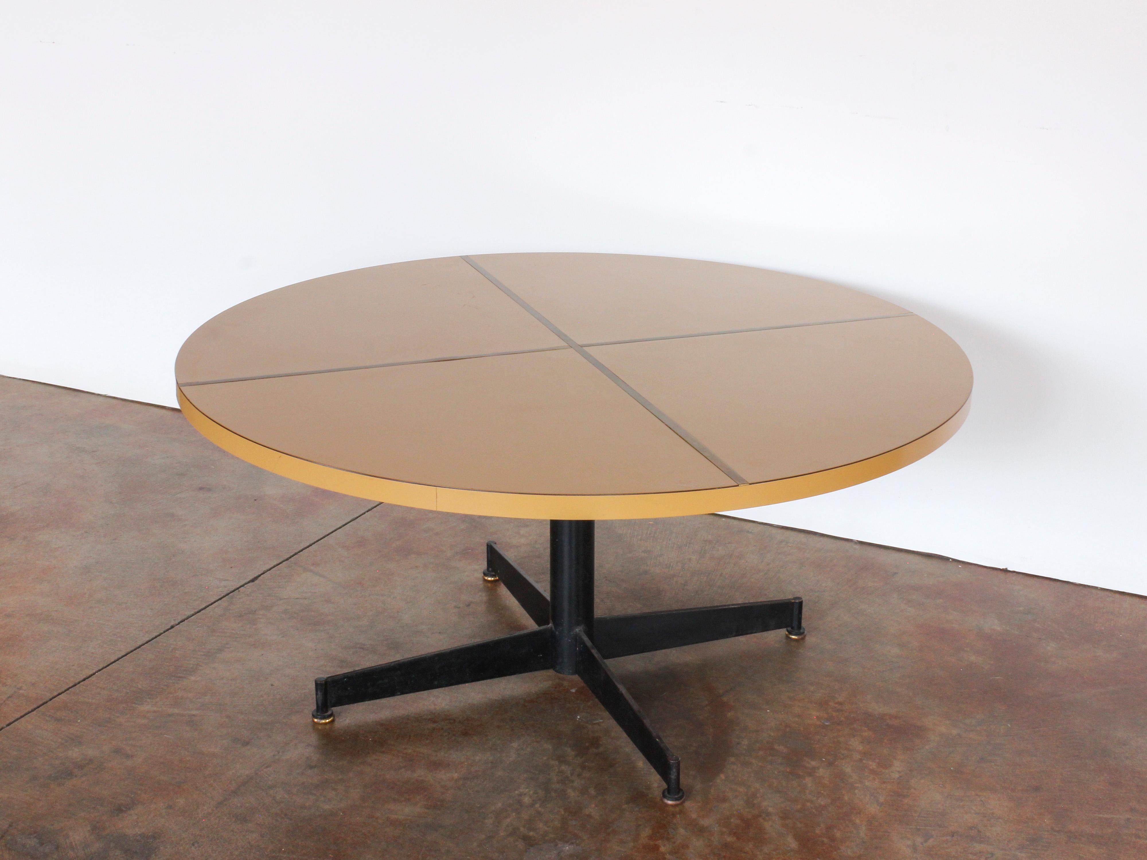 Mid-Century Modern Blackened Iron & Melamine Table with Brass Inlay, c. 1960 For Sale 2
