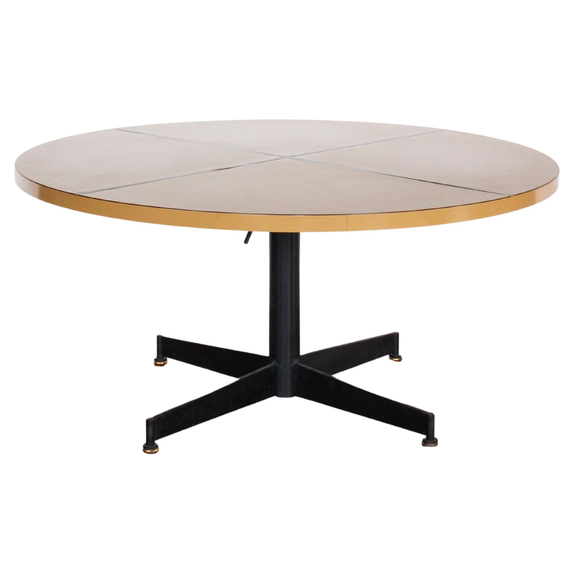 Mid-Century Modern Blackened Iron & Melamine Table with Brass Inlay, c. 1960 For Sale