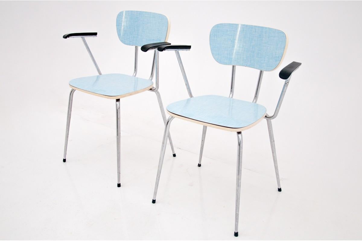 Aluminum Mid-Century Modern Blue Armchairs from 1970s For Sale
