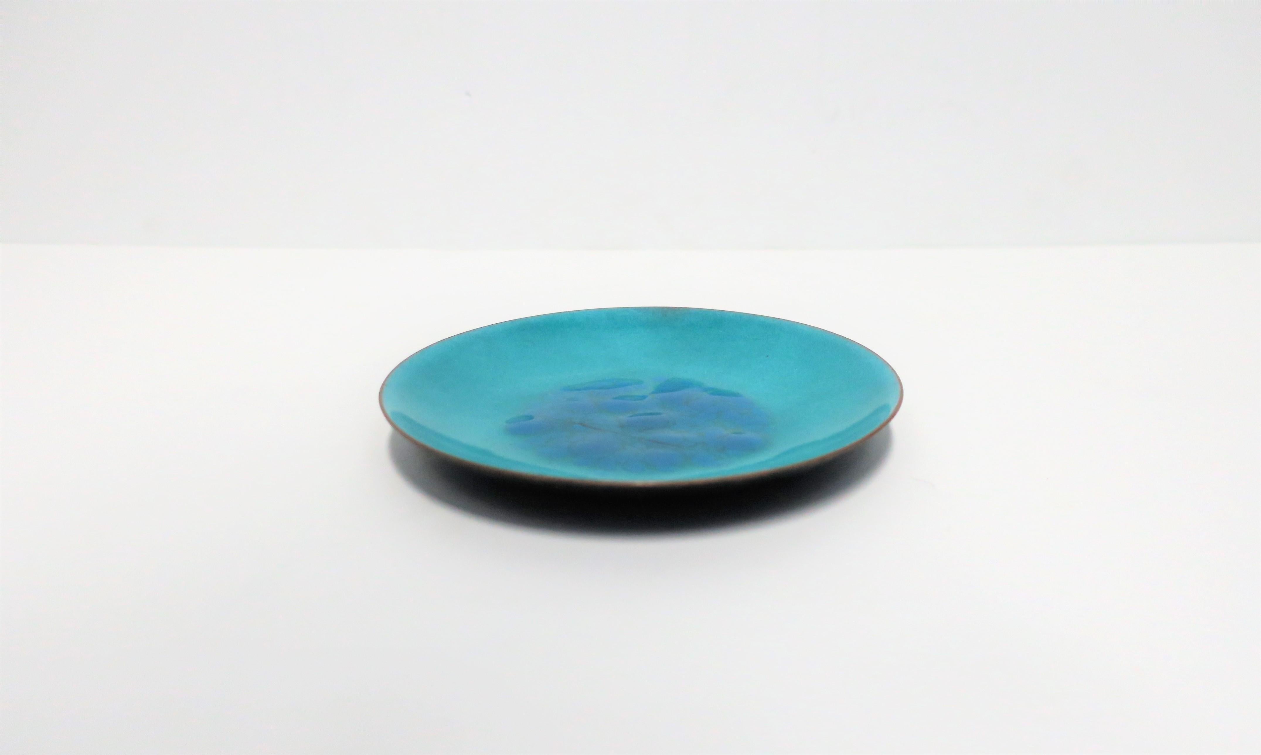 American Mid-Century Modern Blue Enamel Dish or Vide-Poche, circa 1960s For Sale