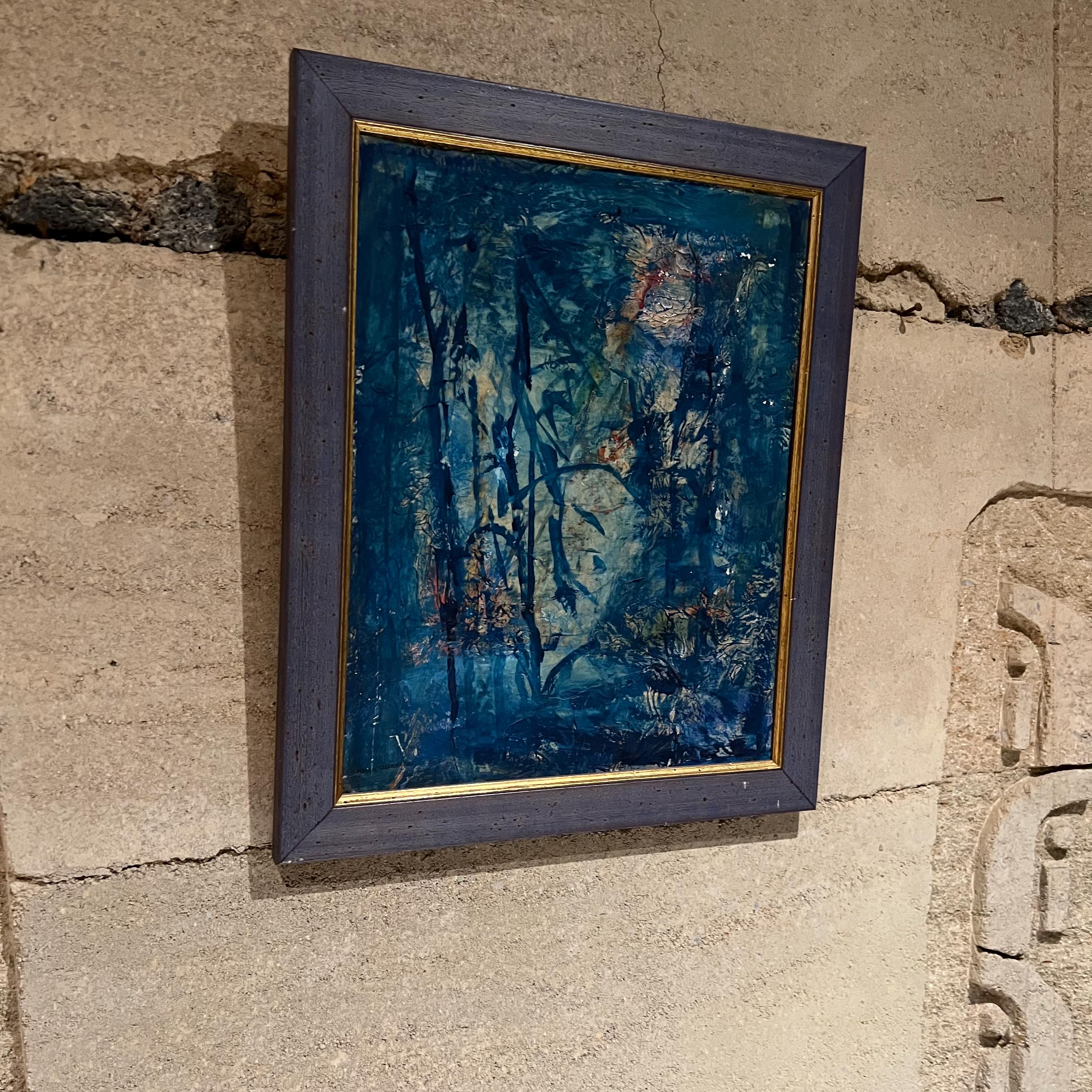 Blaue Kunst, Öl auf Leinwand, Abstrakter Expression, Helen Oguerran, Moderne der Mitte des Jahrhunderts 5