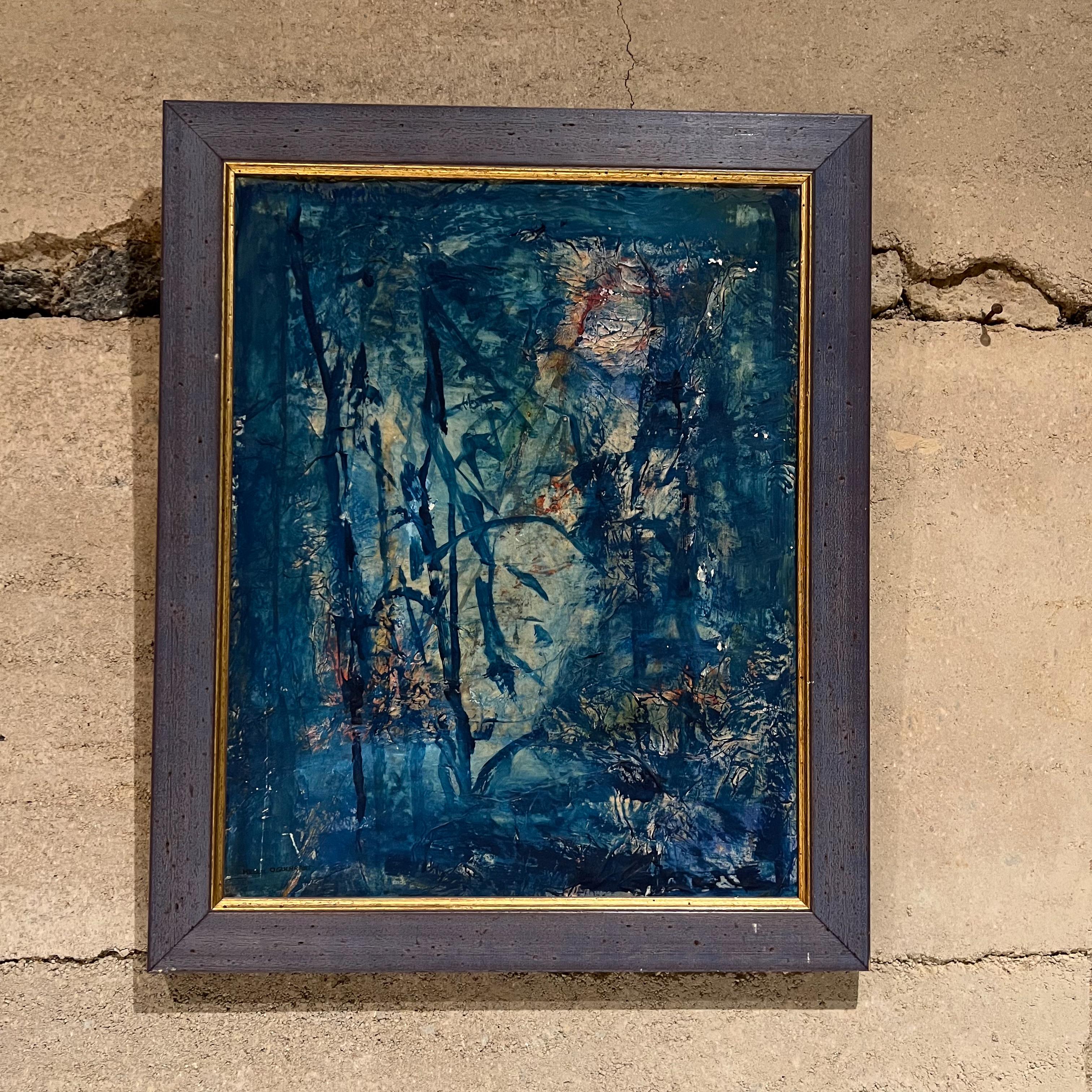 Blaue Kunst, Öl auf Leinwand, Abstrakter Expression, Helen Oguerran, Moderne der Mitte des Jahrhunderts 6