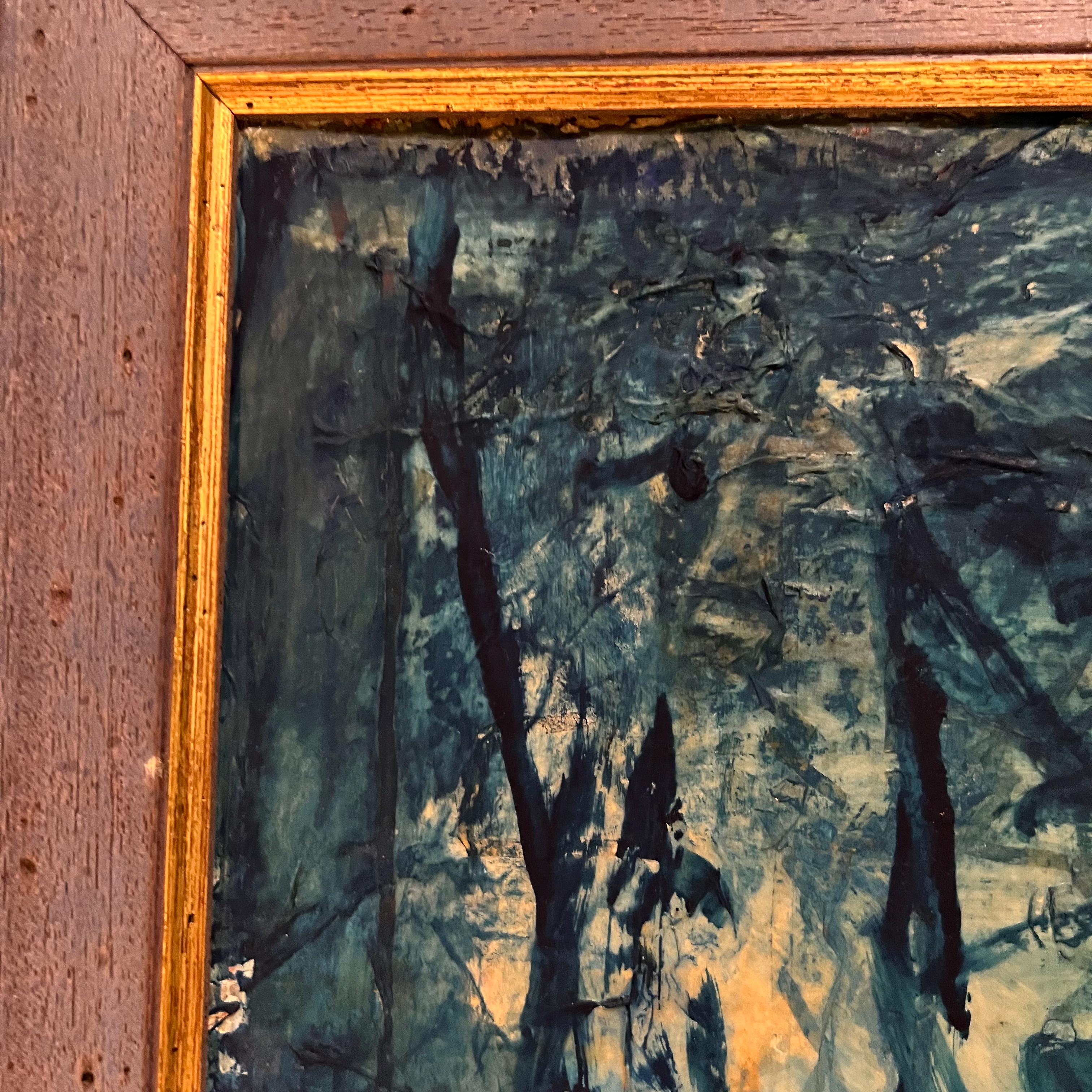 Blaue Kunst, Öl auf Leinwand, Abstrakter Expression, Helen Oguerran, Moderne der Mitte des Jahrhunderts (amerikanisch)