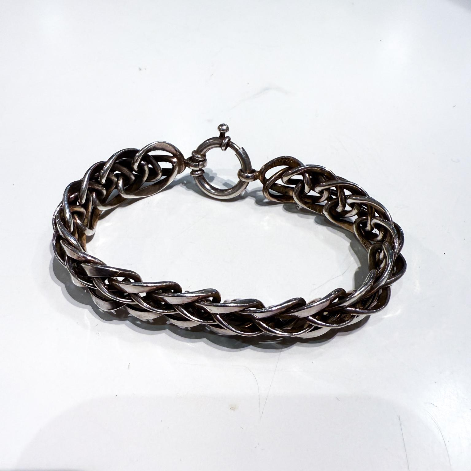 Bracciale a maglie d'argento intrecciate in stile Midcentury Modern in vendita 5