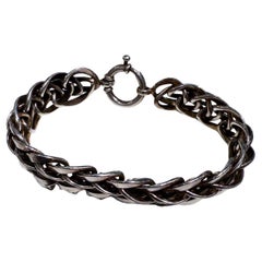Midcentury Modern Braided Silver Link Bracelet