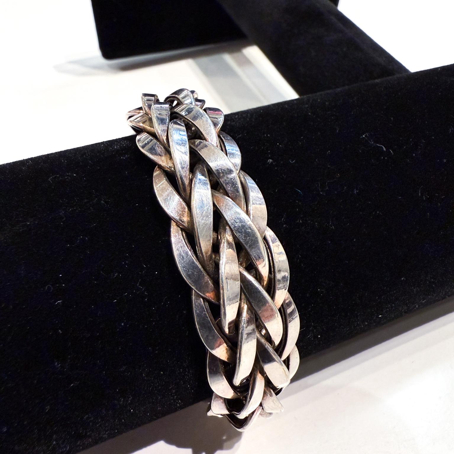 Bracciale a maglie d'argento intrecciate in stile Midcentury Modern In condizioni buone in vendita a Chula Vista, CA