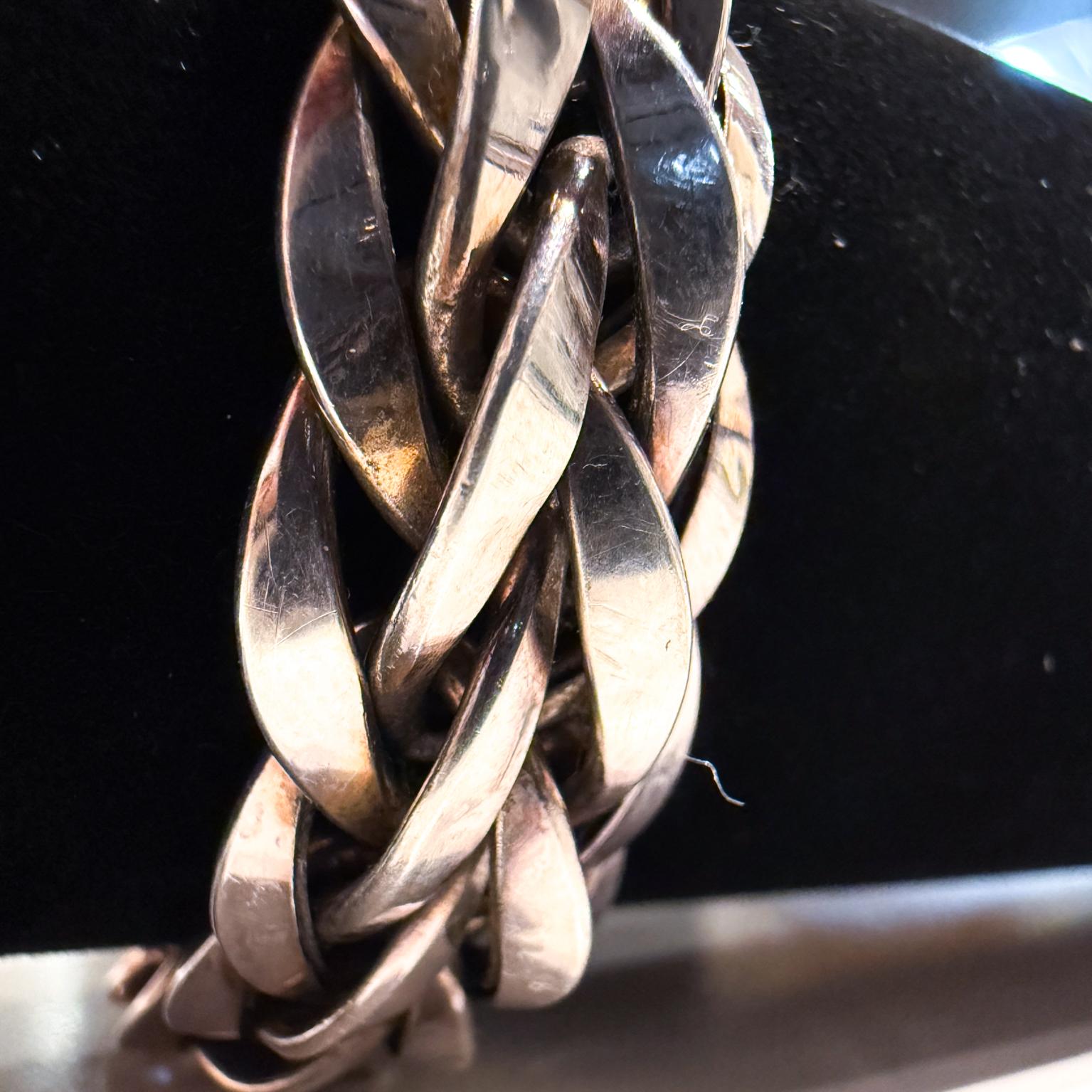 XX secolo Bracciale a maglie d'argento intrecciate in stile Midcentury Modern in vendita