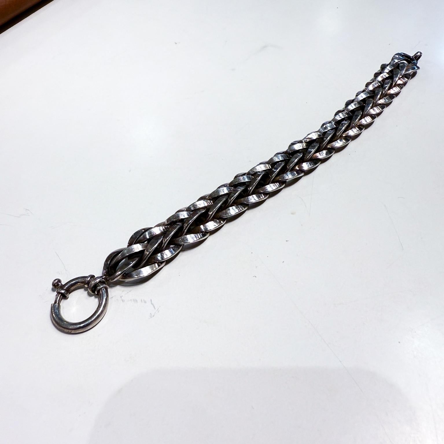 Bracciale a maglie d'argento intrecciate in stile Midcentury Modern in vendita 2