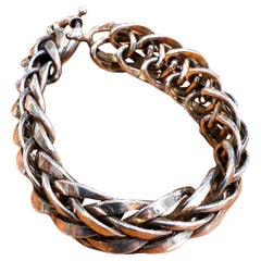 Bracciale a maglie d'argento intrecciate in stile Midcentury Modern